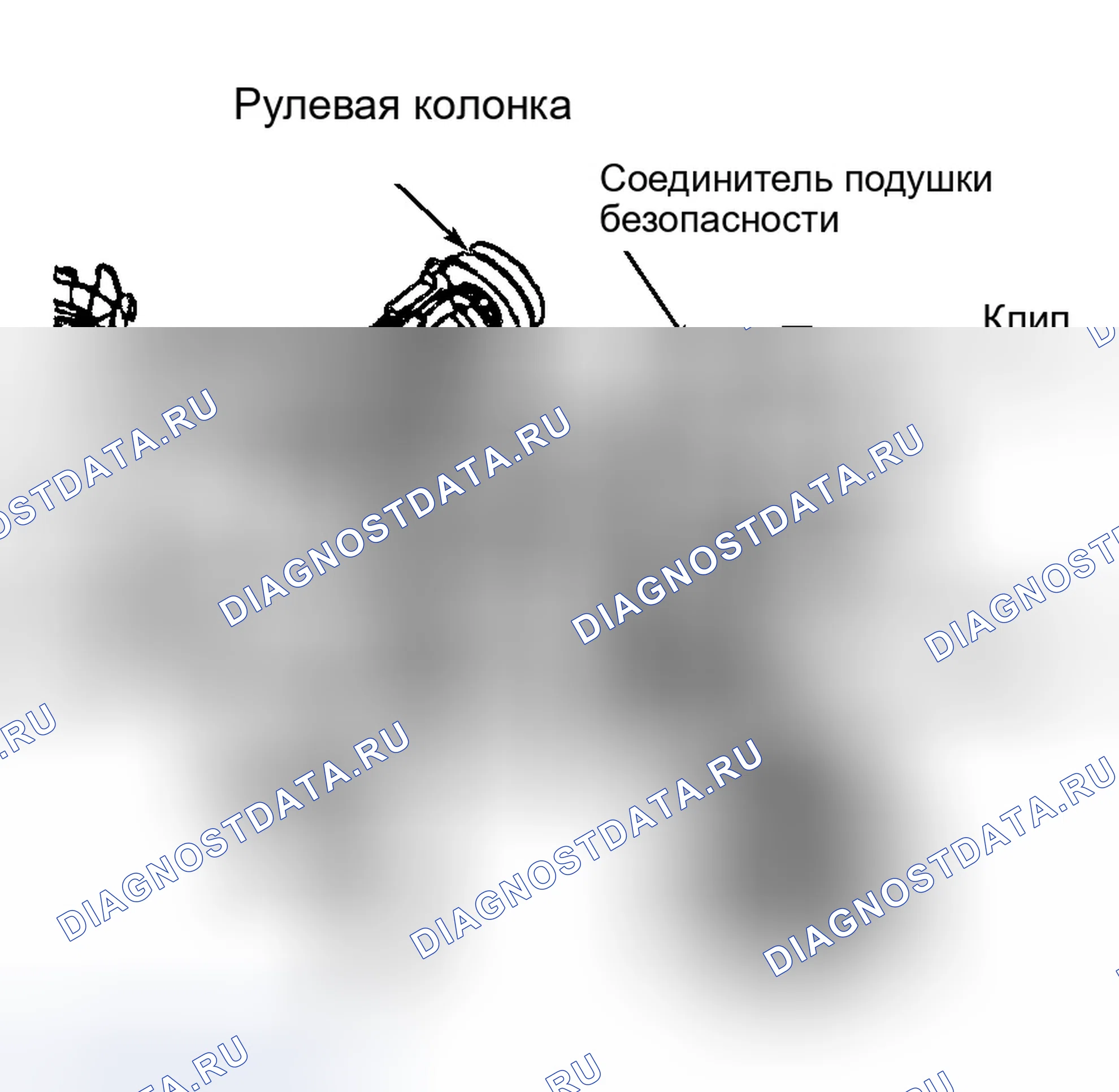 Рис. 5: Идентификация соединителя подушки безопасности со стороны водителя (корпус «N»). Chrysler Cirrus I