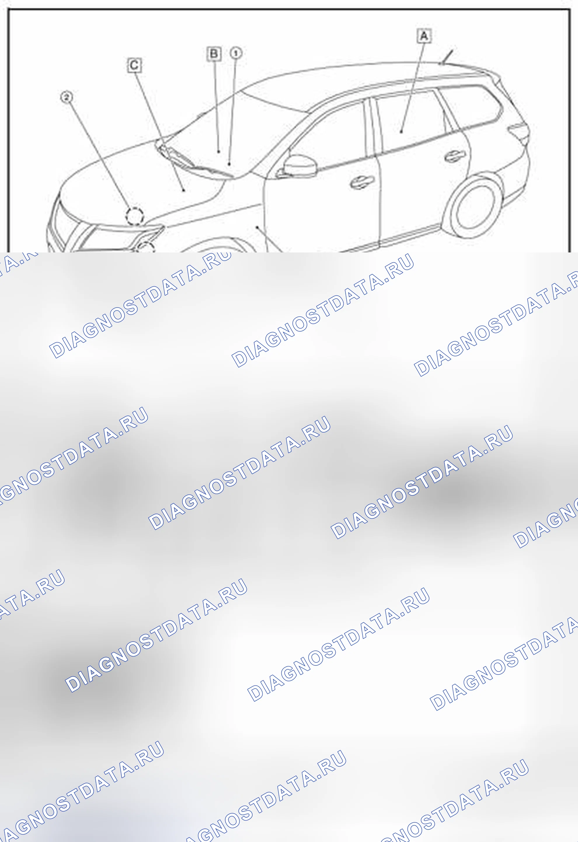 Рис. 111: Расположение компонентов. Nissan Rogue II