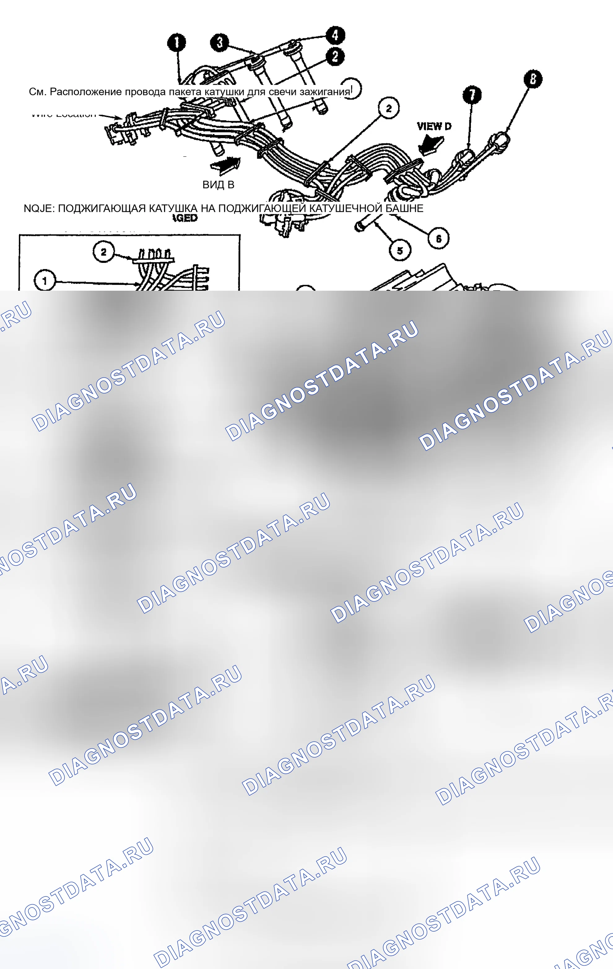 Рис. 3: Разводка проводов свечи зажигания (Mark VIII). Ford Crown Victoria I