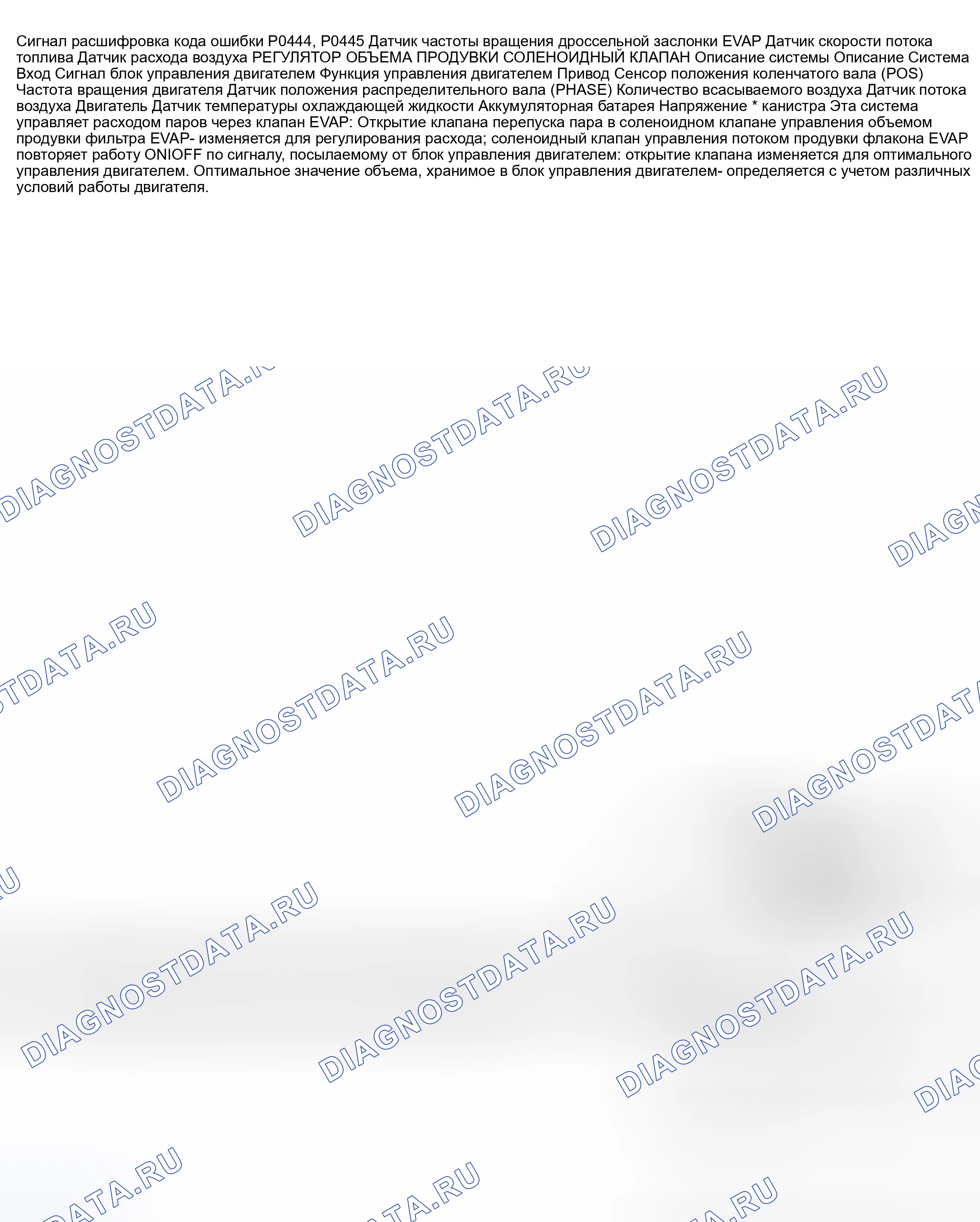 Рис. 544: расшифровка кода ошибки P0444: ЦЕПЬ ЭЛЕКТРОМАГНИТНОГО КЛАПАНА РЕГУЛИРОВКИ ОБЪЕМА ПРОДУВКИ КАНИСТРЫ EVAP РАЗОМКНУТА ИЛИ DTS P0445: EVAP CANISTE. Nissan 350Z I