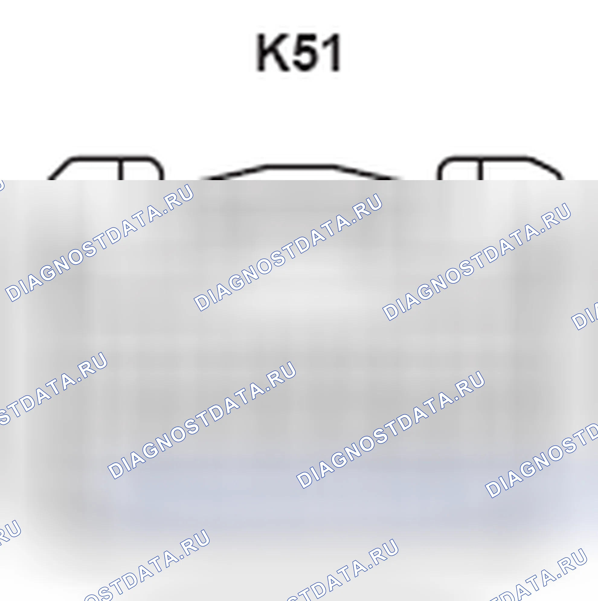 Рис. 406: Вид с торца разъема усилителя переменного тока (K51). Lexus GS III