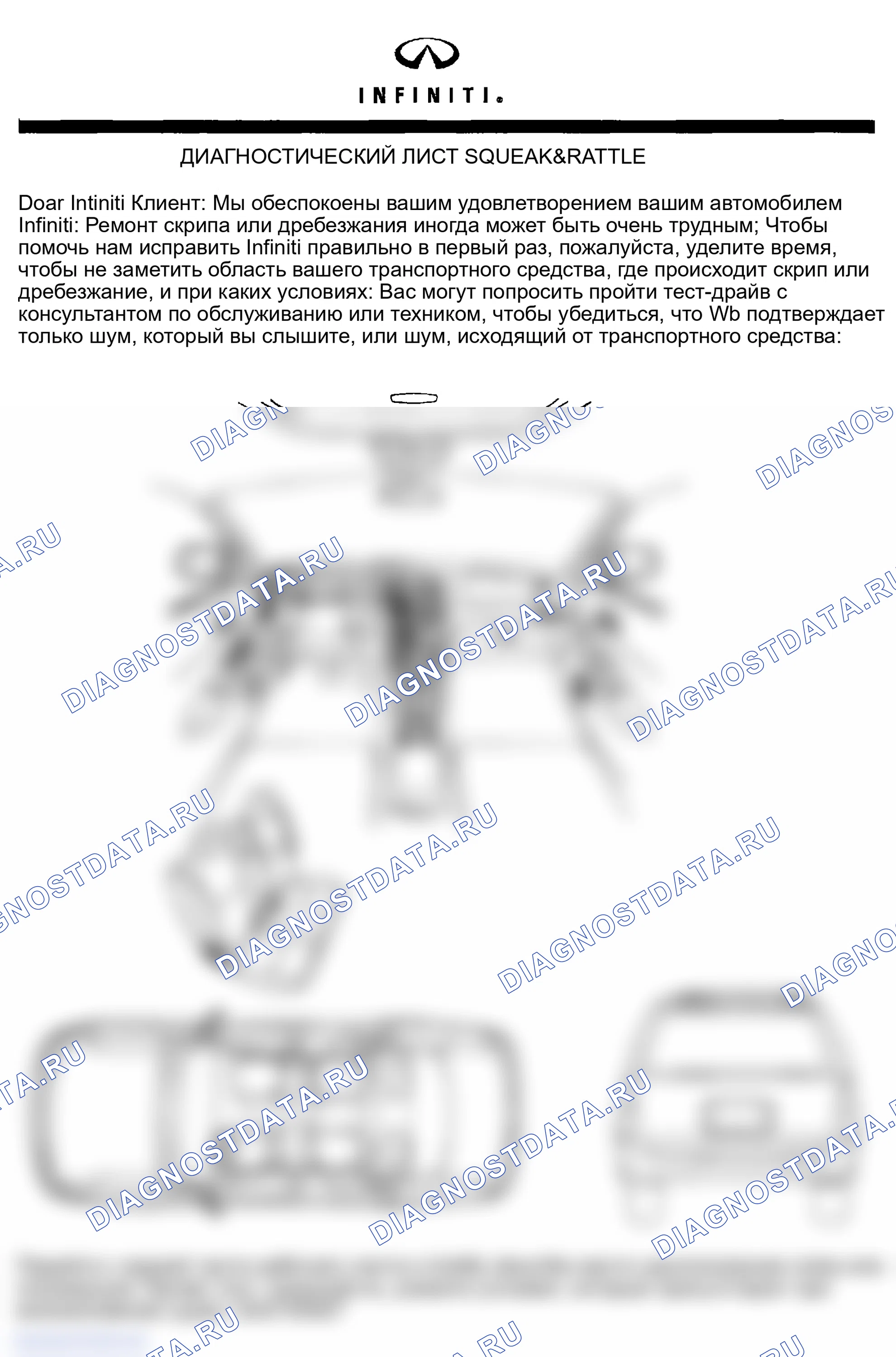 Рис. 9: ДИАГНОСТИЧЕСКИЙ ЛИСТ. Infiniti FX45 I