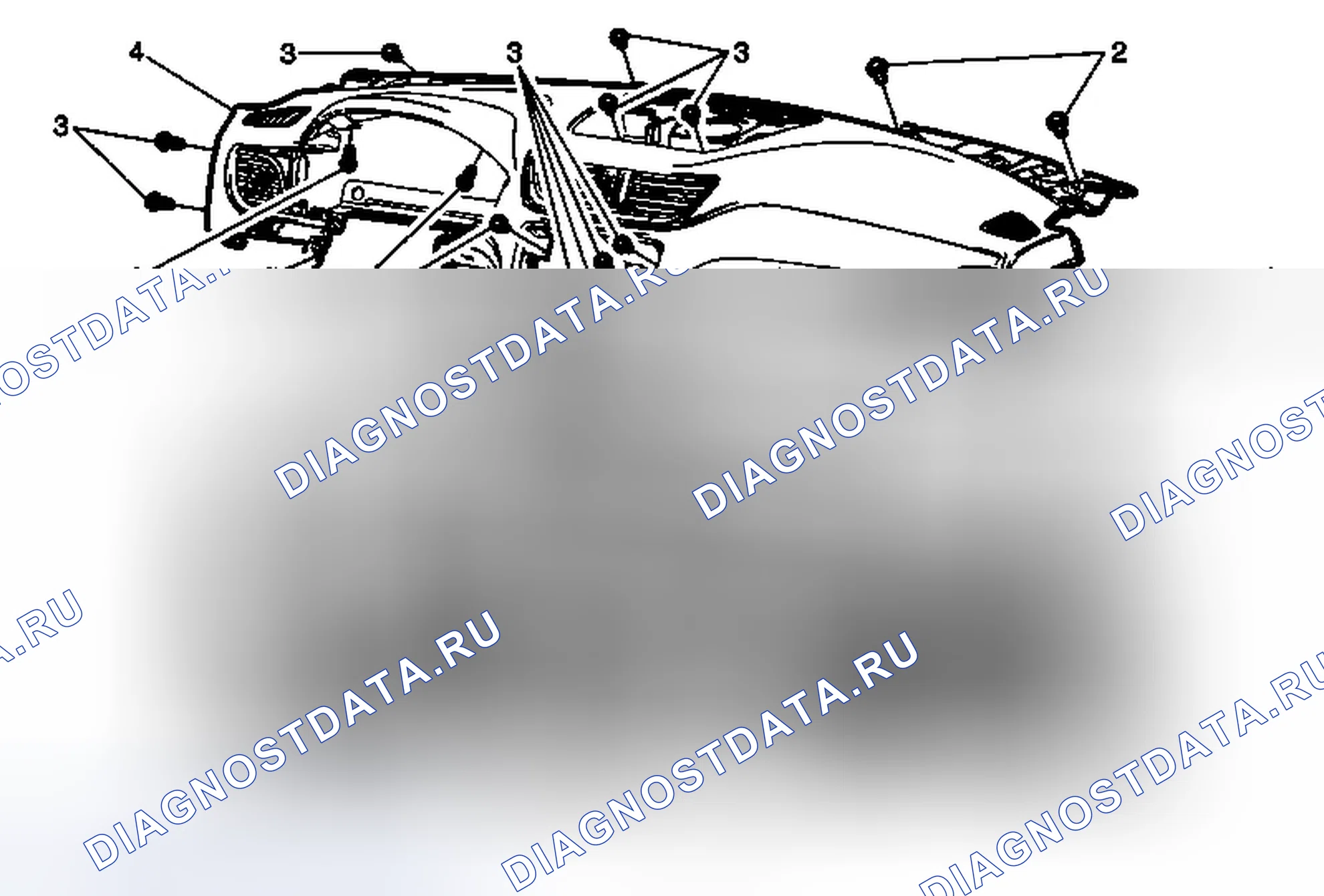 Рис. 208: Замена подушечки облицовки приборной панели (траверса). GMC Acadia I рестайлинг