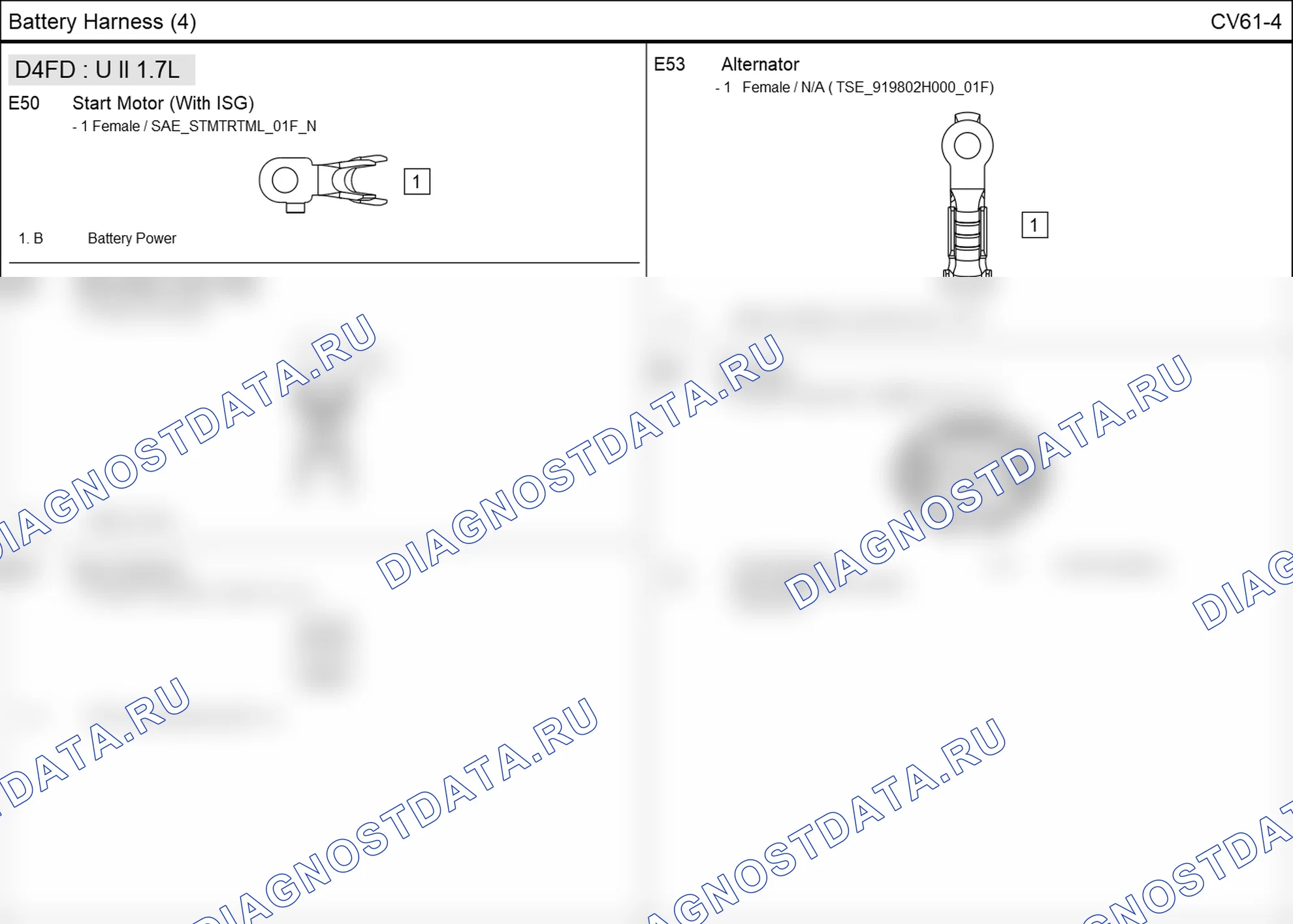 Распиновка разъёма E50 — battery harness. Hyundai ix35 EL