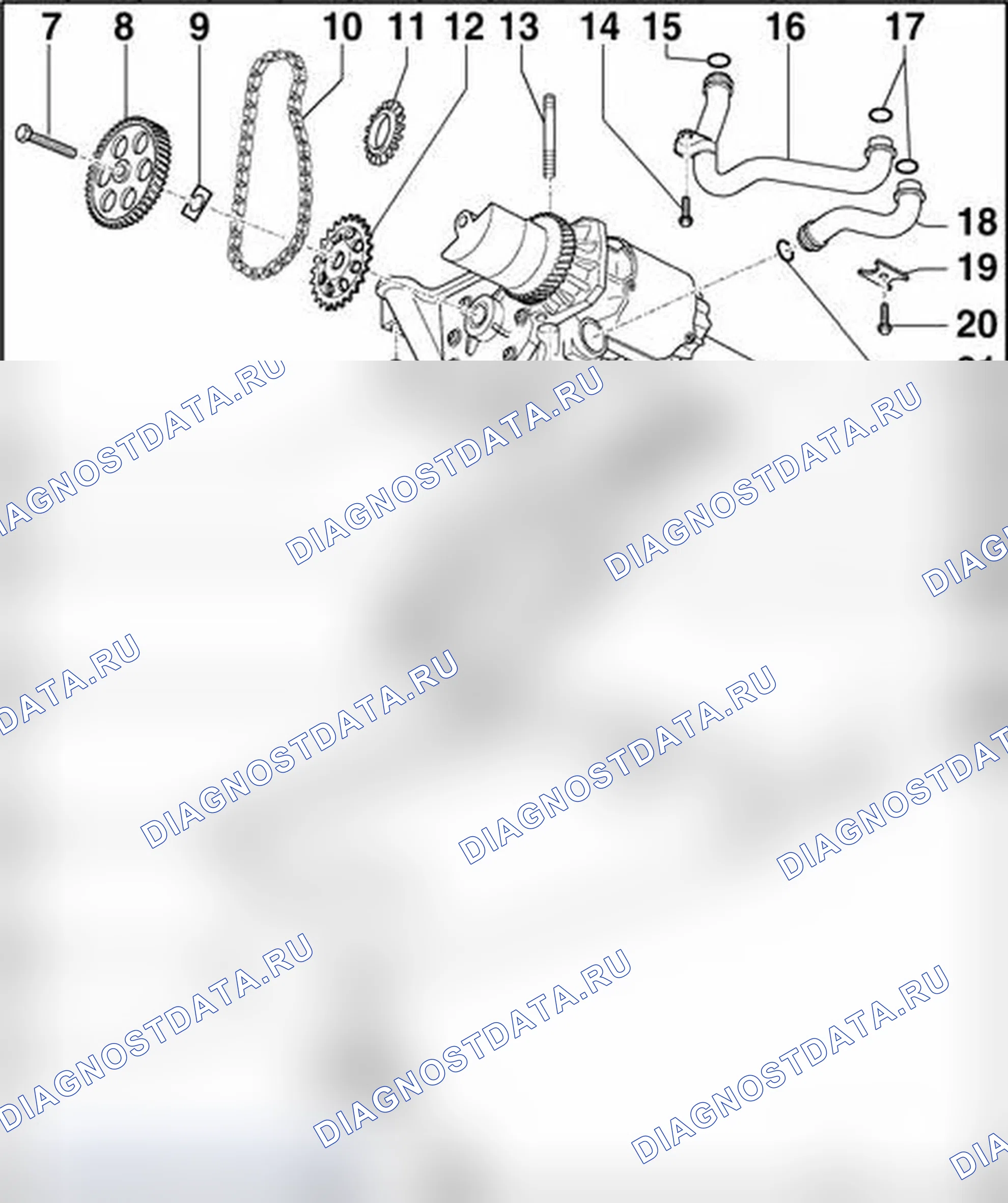 Рис. 242: Часть I - Масляный поддон (нижняя часть), масляный насос. Audi A4 B7