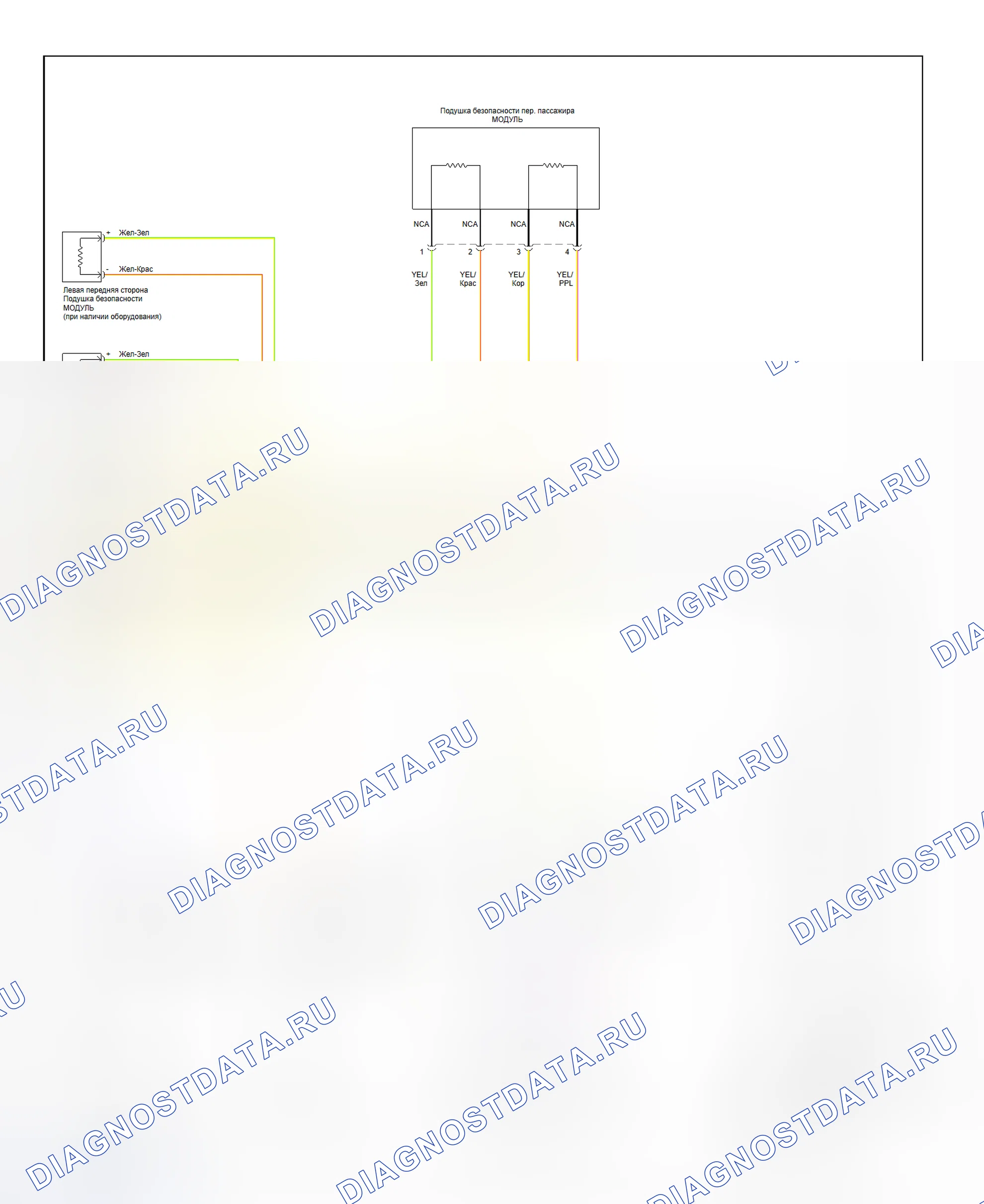 Рис. 2: Схема подключения системы подушек безопасности (Altima-2 из 2). Nissan Altima L31