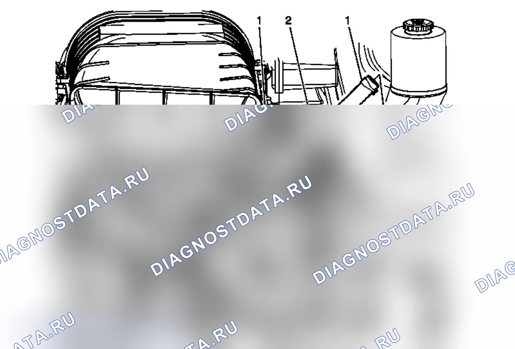Рис. 8: Замена выходного шланга резервуара жидкости гидроусилителя руля (LGH). Chevrolet Express G1500 