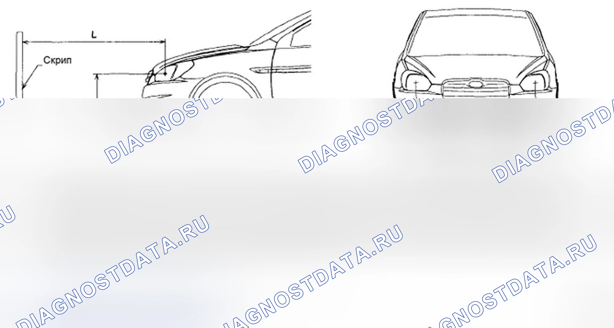 Рис. 25: ФАРЫ И ТОЧКИ ПРИЦЕЛИВАНИЯ ПРОТИВОТУМАННЫХ ФАР. Hyundai Accent III