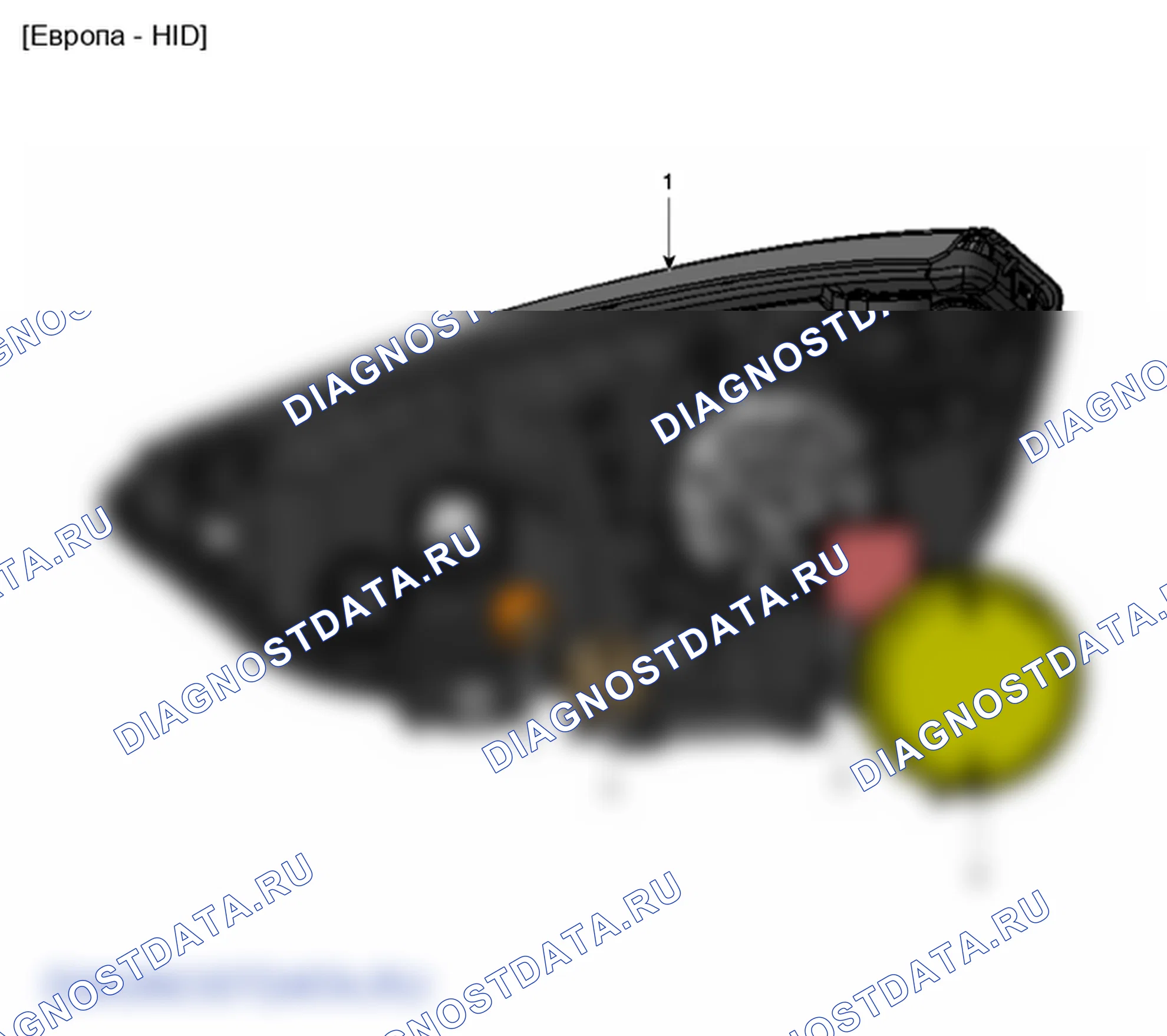 Расположение деталей фары. Hyundai ix35 EL