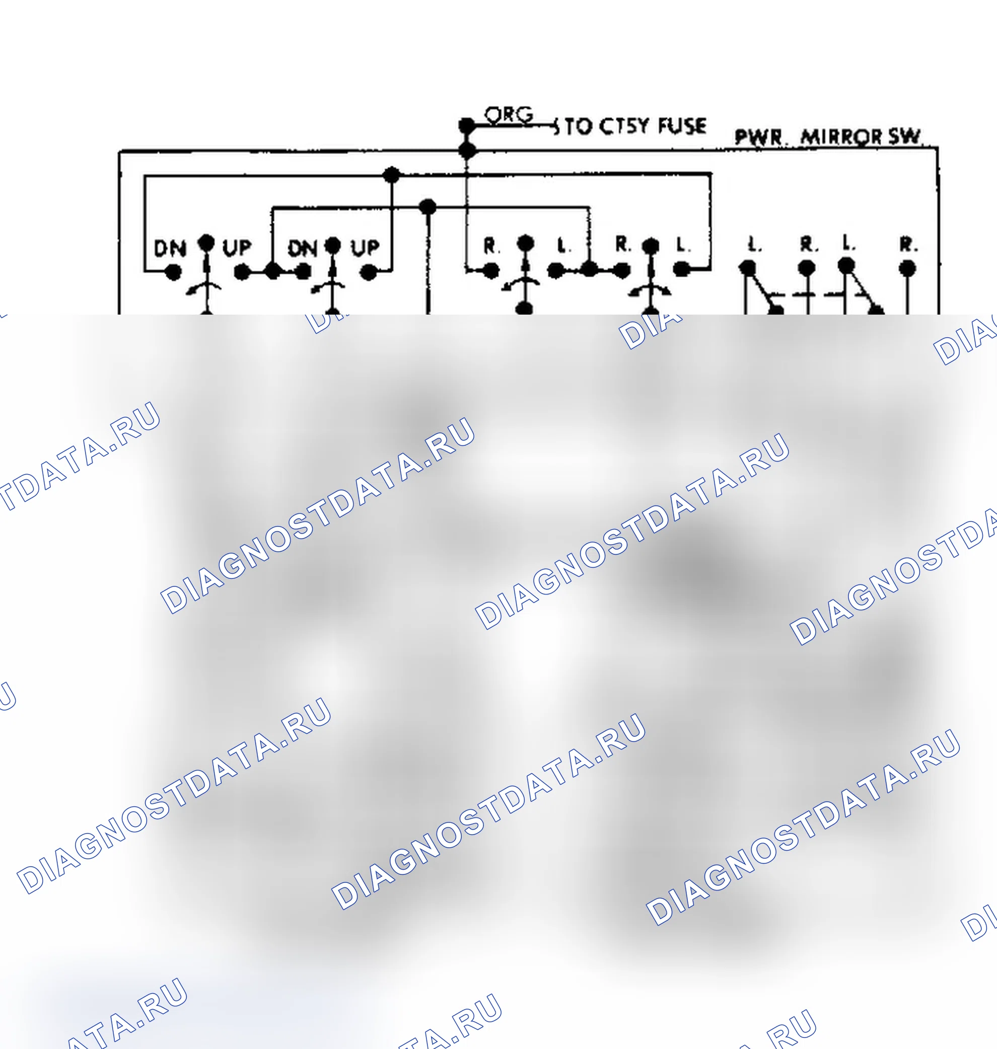 Рис. 2: Схема подключения силового зеркала (Ривьера). Chevrolet Celebrity I