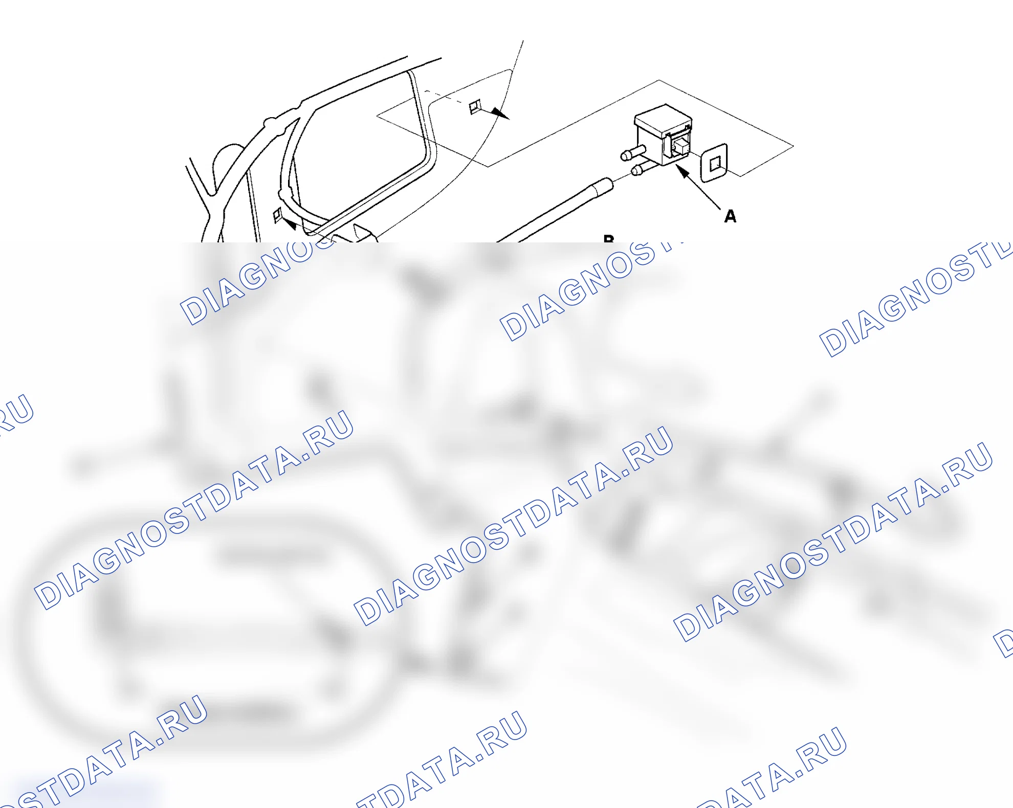 Рис. 63: Задний дифференциальный суфлер, линия и замена шланга. Honda Ridgeline I