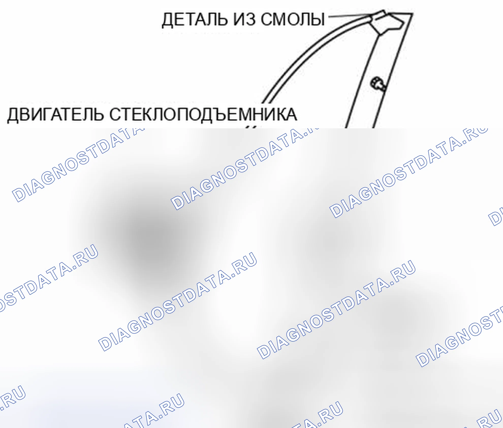 Рис. 6: Идентификация двигателя стеклоподъемника, детали из смолы, несущей пластины и регулятора стеклоприемника. Mazda 3 BL рестайлинг