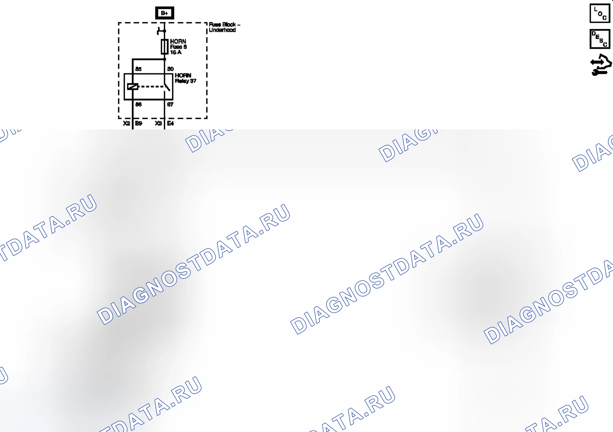 Рис. 1: Схема проводки звукового сигнала. Chevrolet Malibu VIII