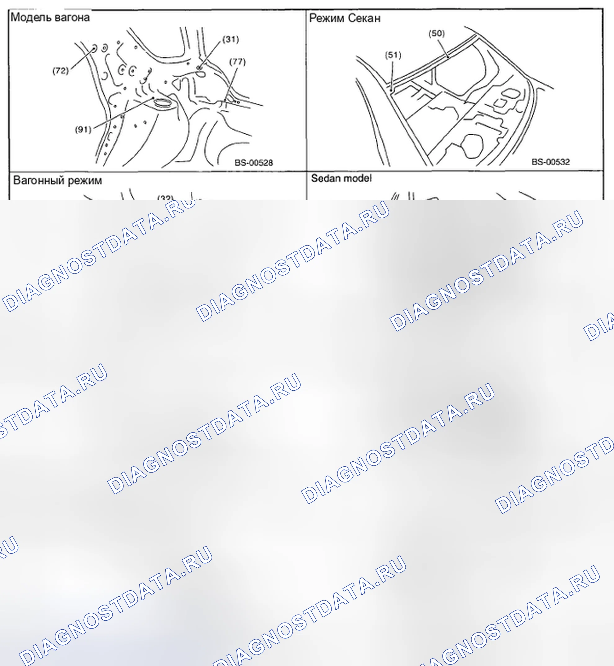Рис. 46: Определение опорных точек (2 из 3). Subaru Impreza WRX GD/GG рестайлинг 2