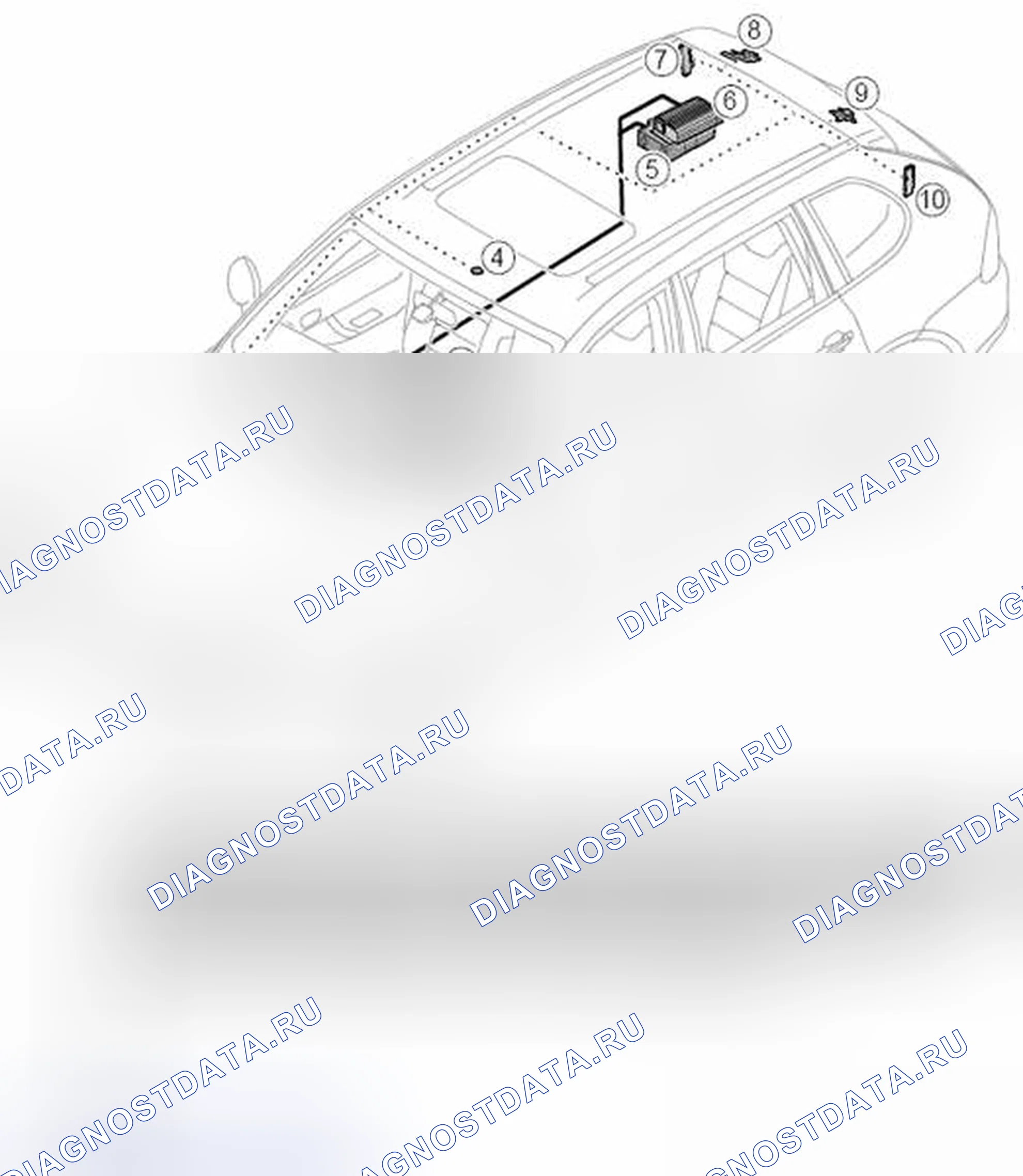 Рис. 88: Компоновка компонентов - внешний усилитель Хармана. Porsche Cayenne Turbo I рестайлинг