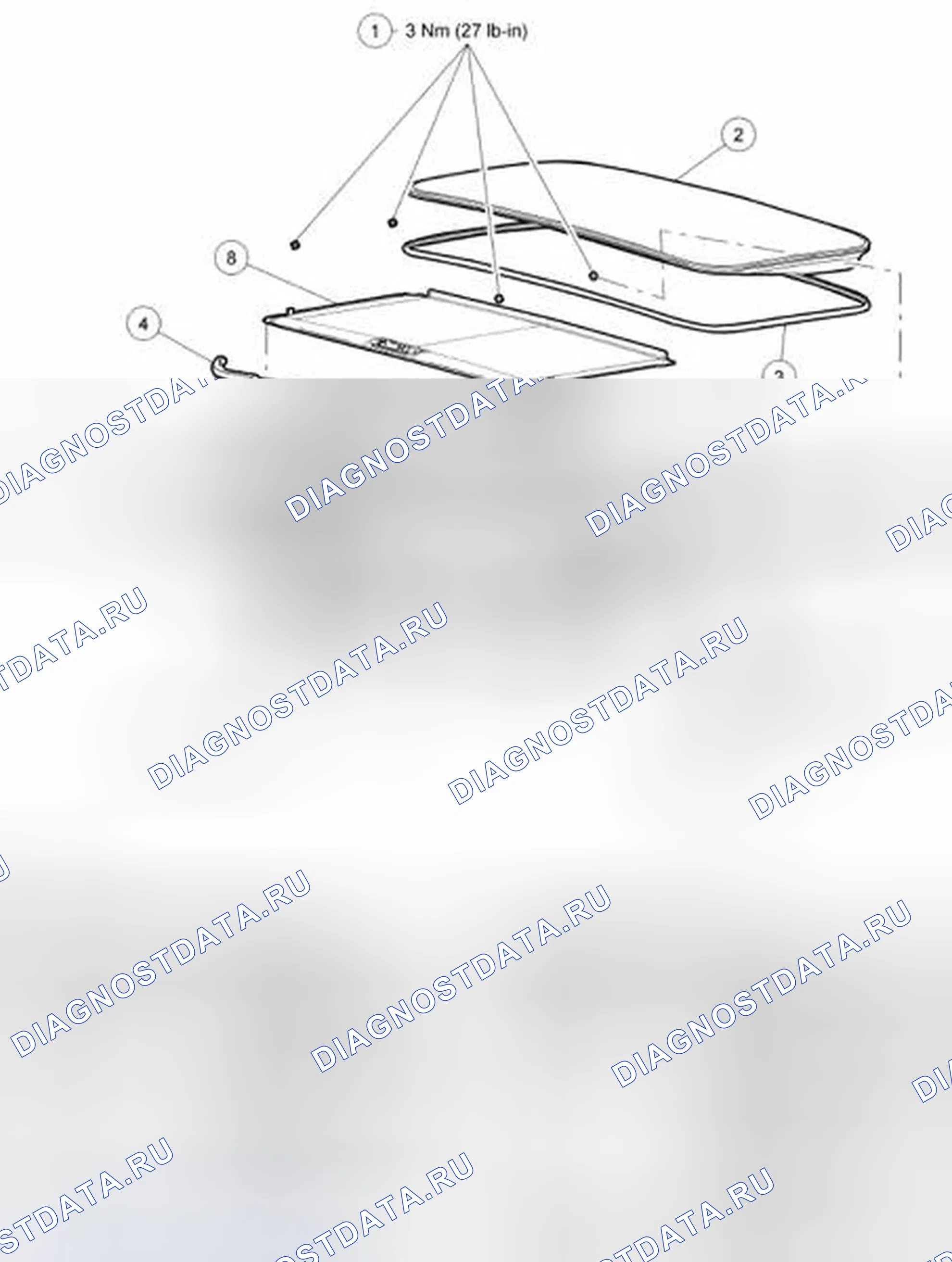 Рис. 24: Открывающаяся панель крыши - покомпонентный вид. Ford Focus II