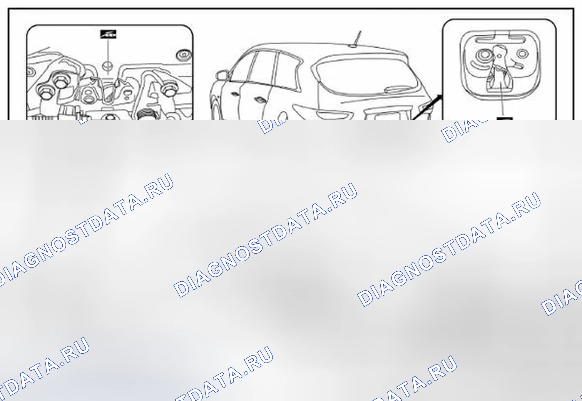 Рис. 12: ЗАМКИ, ПЕТЛИ И ЗАЩЕЛКА КАПОТА: Смазка. Infiniti QX60 I
