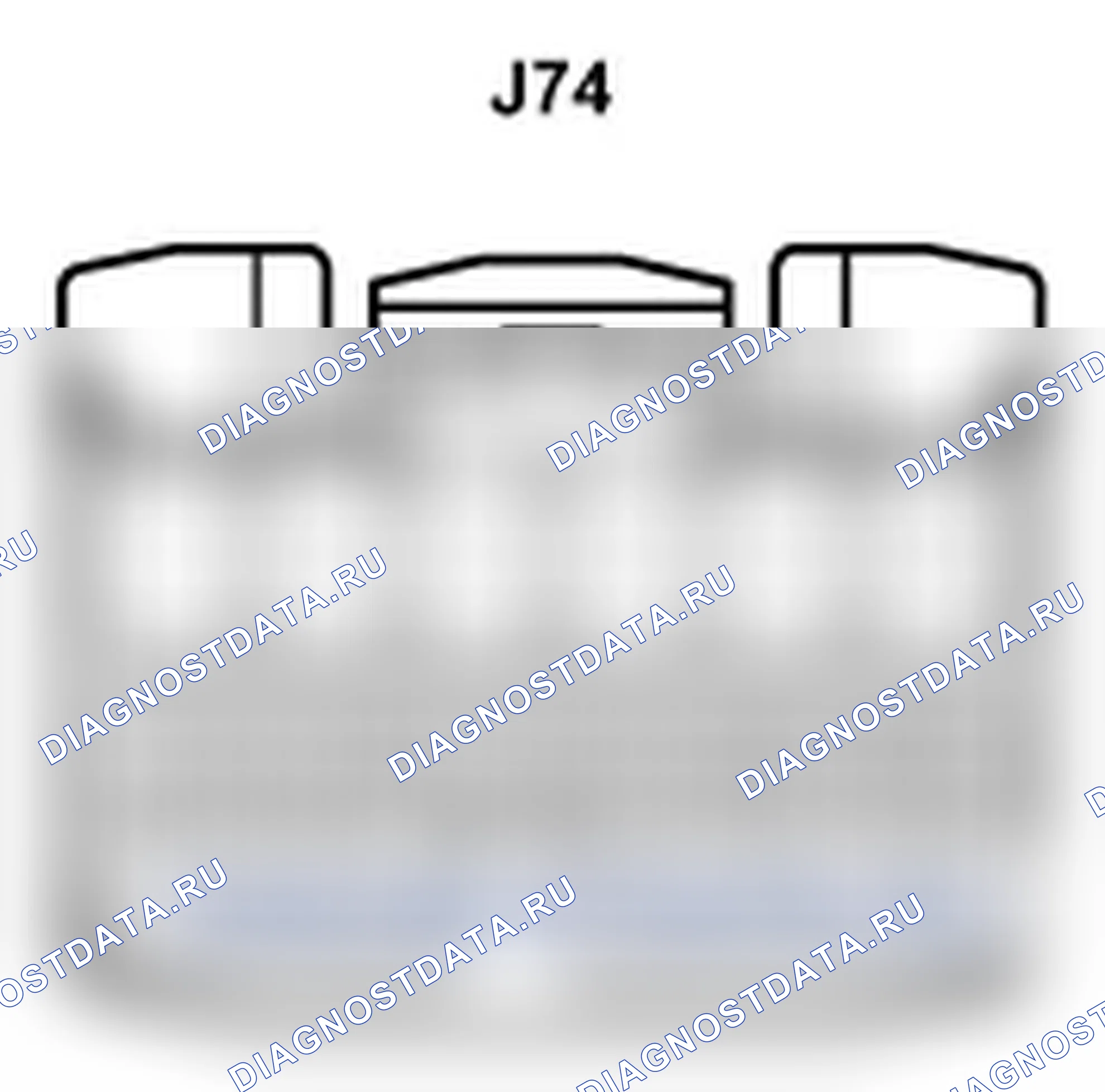 Рис. 314: Вид с торца разъема (J74) основного корпуса ЭБУ справа (сторона капота J/B справа). Lexus IS F I