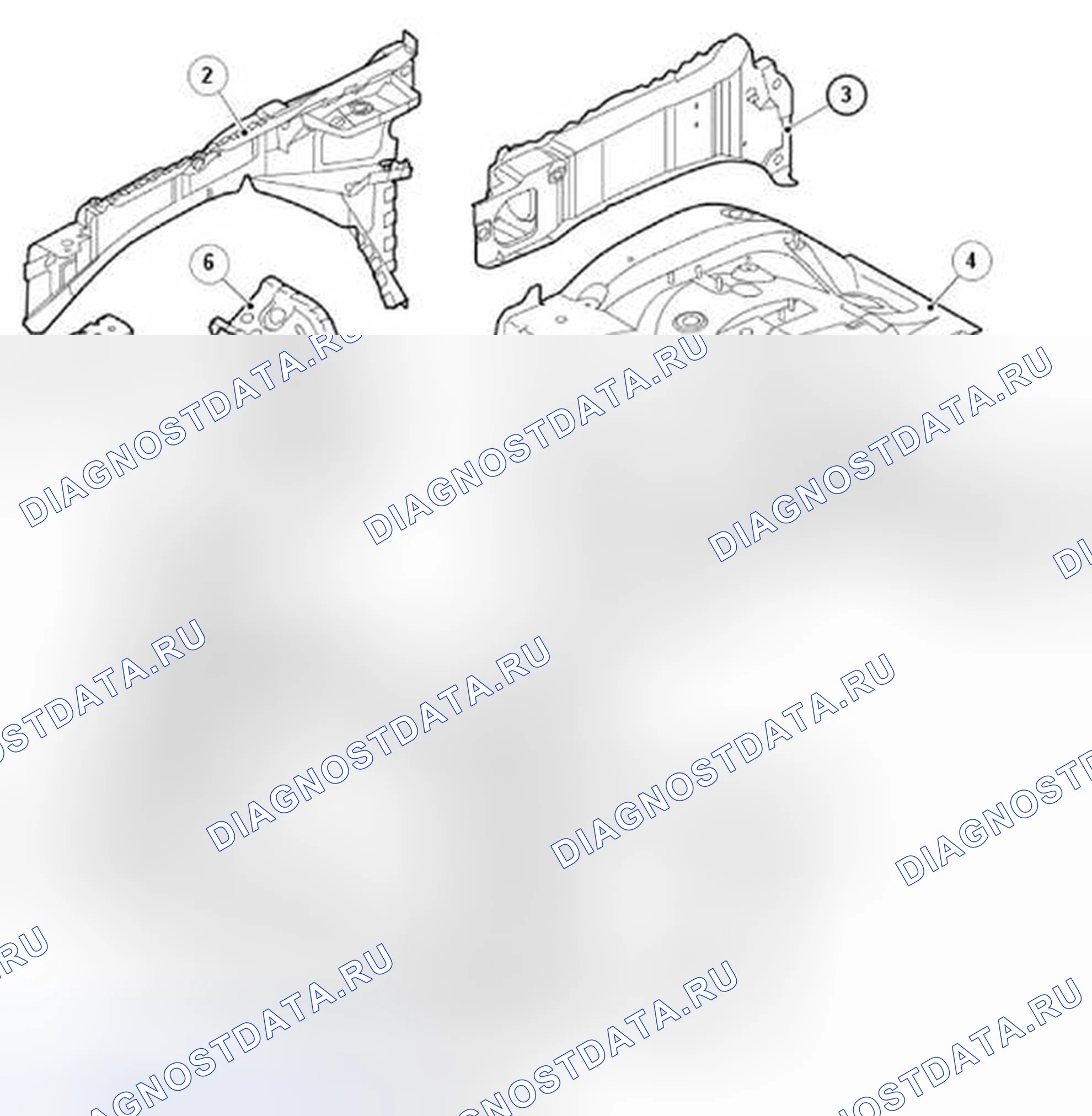 Рис. 68: ЛИСТОВОЙ МЕТАЛЛ ПЕРЕДНЕГО КОНЦА. Land Rover Range Rover Sport I