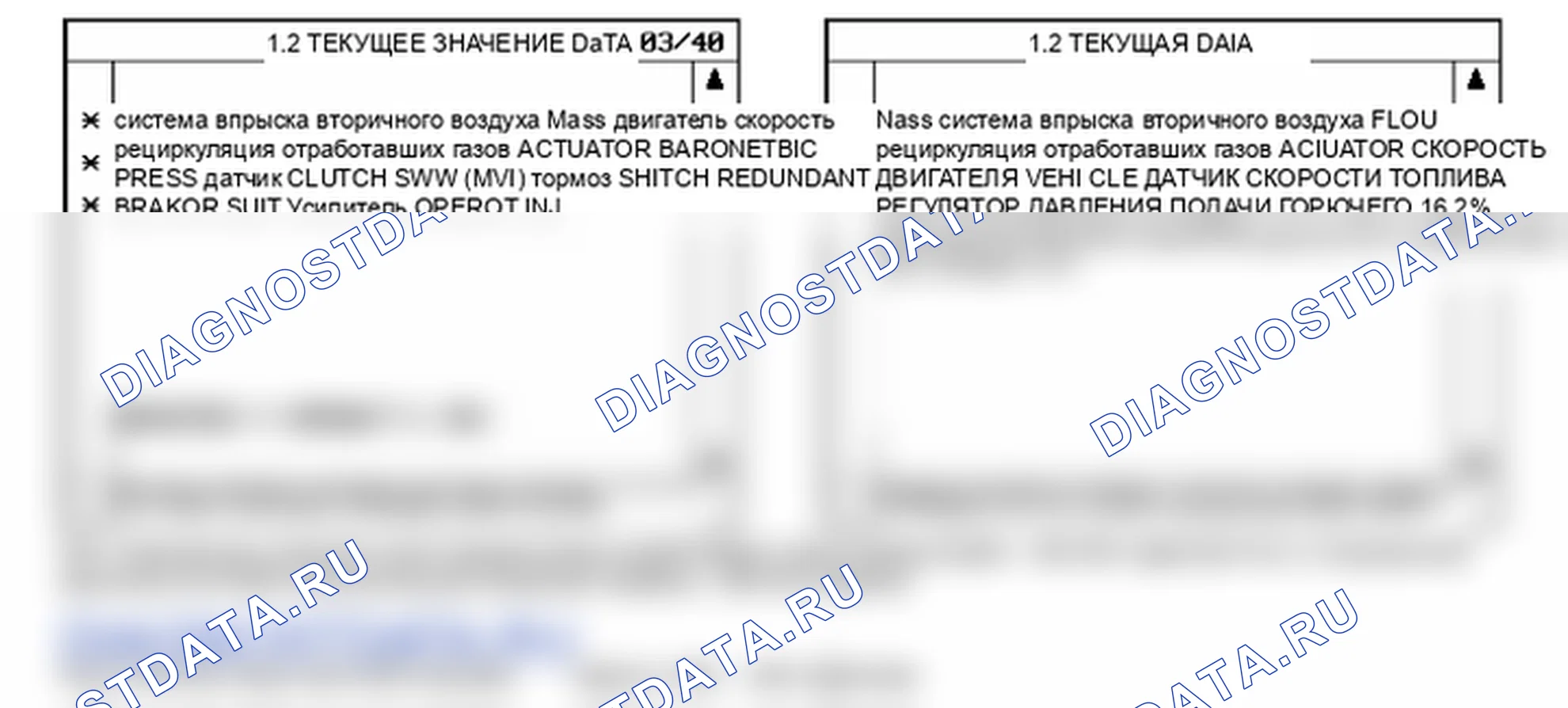 Данные диагностического сканера — P0100. Kia Sportage KM