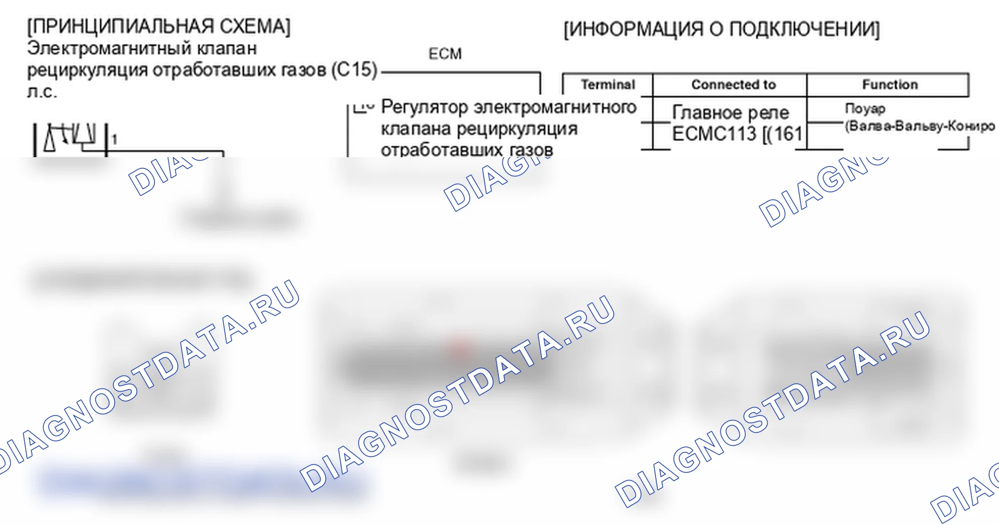 Фрагмент электросхемы: P0405. Kia Sportage KM