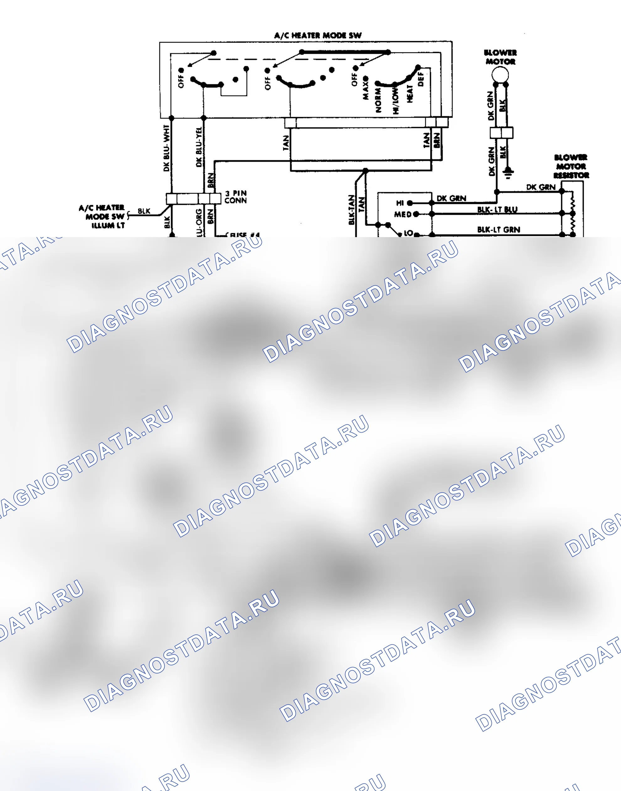 Рис. 17: Схема подключения кондиционер-нагревателя (все модели FWD). Dodge Grand Caravan I
