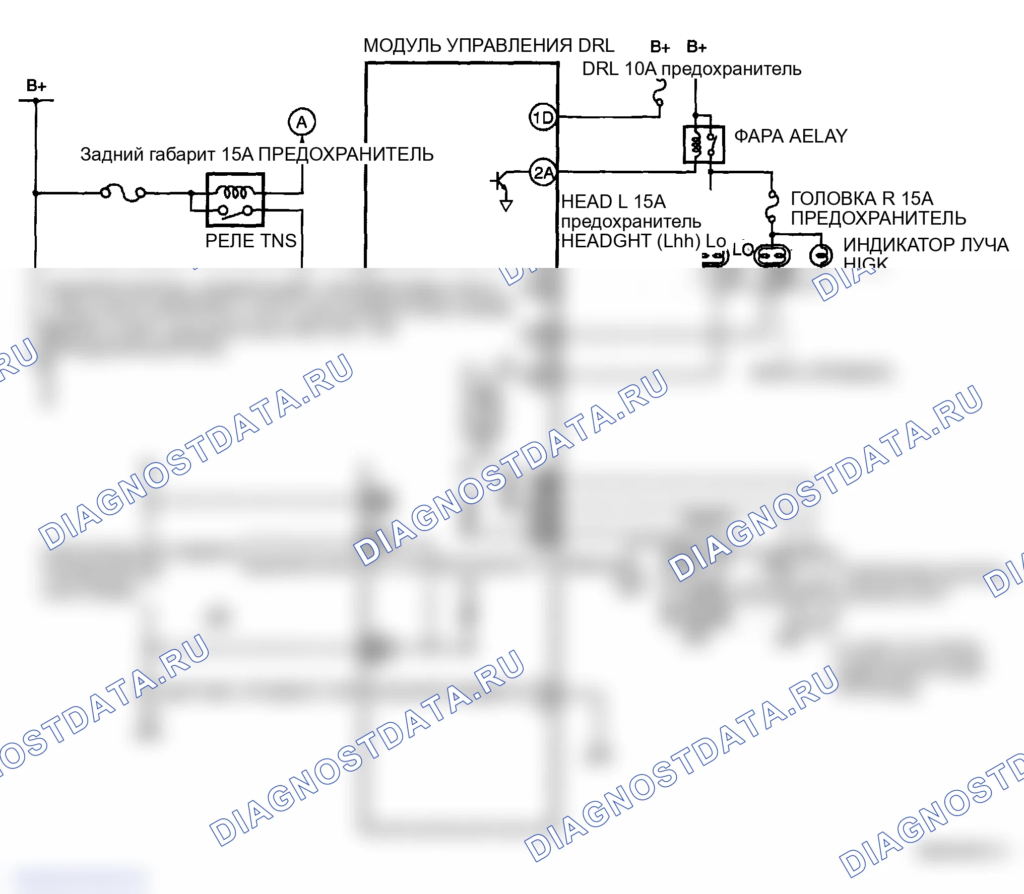 Рис. 46: СХЕМА ПРОВОДКИ СИСТЕМЫ DRL. Mazda MPV III