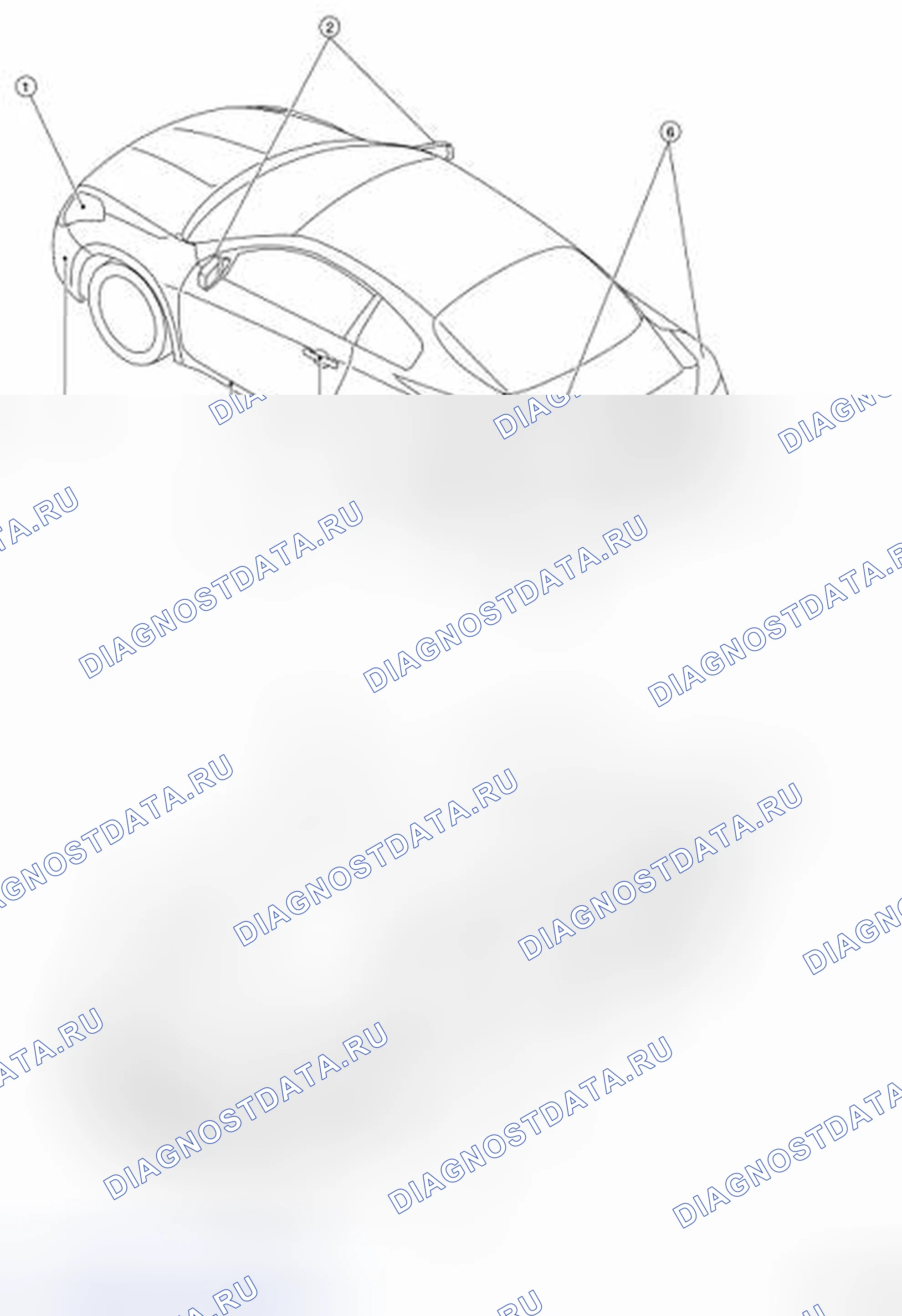 Рис. 353: РАСПОЛОЖЕНИЕ ПЛАСТМАССОВЫХ ДЕТАЛЕЙ. Nissan Altima L33