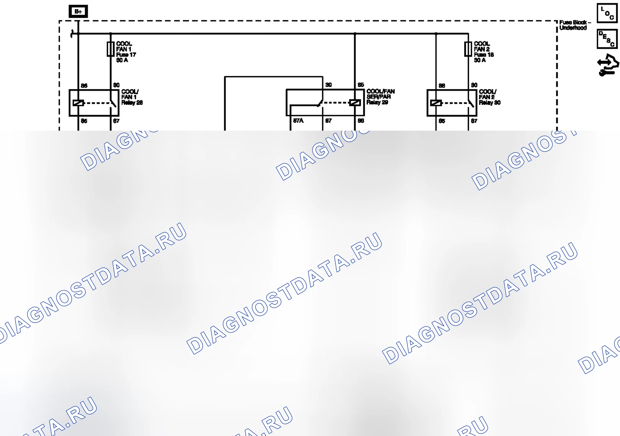 Рис. 7: Схема проводки системы охлаждения двигателя. Chevrolet Malibu VIII