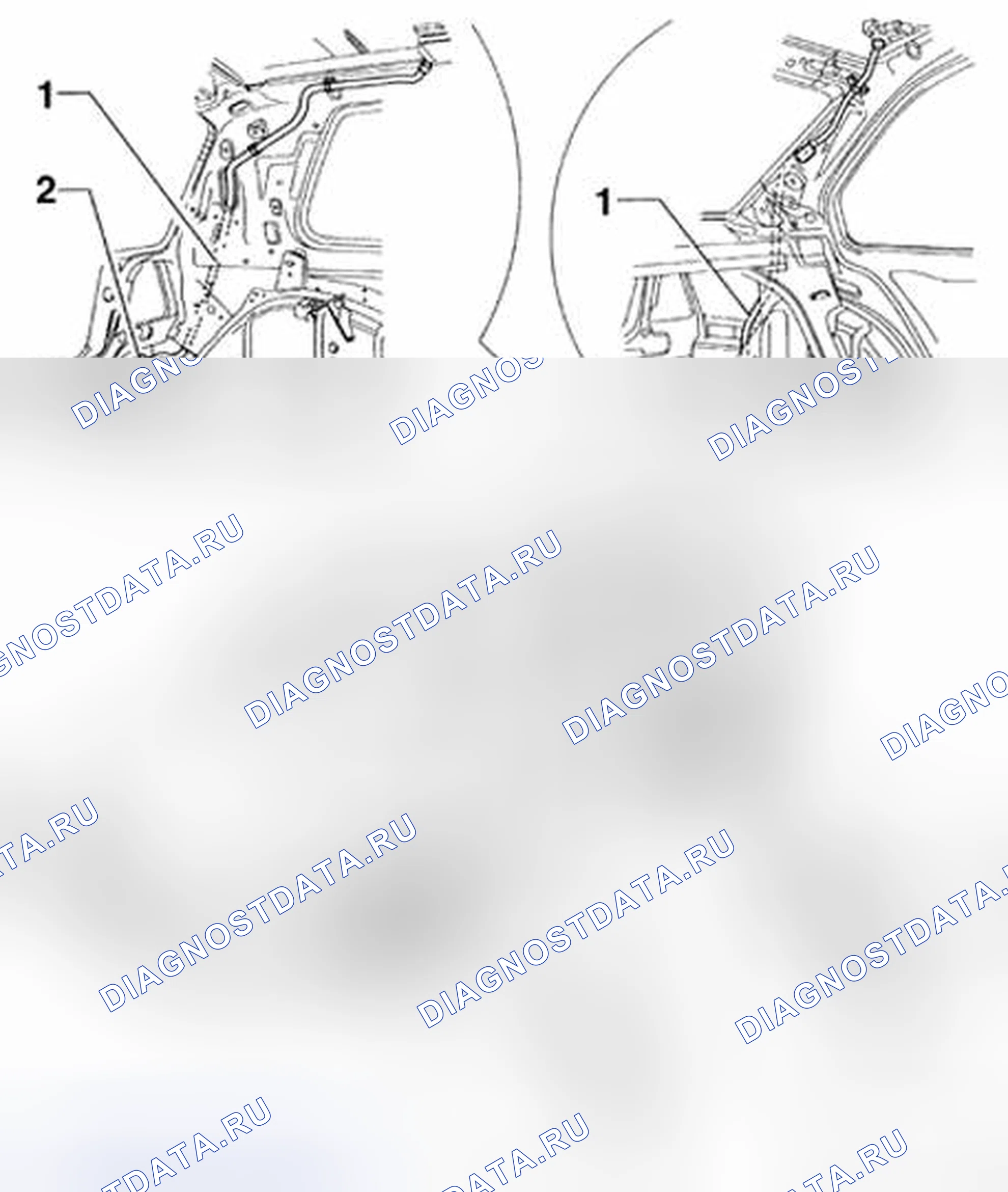 Рис. 23: Задние шланги для слива воды. Volkswagen Golf Mk4
