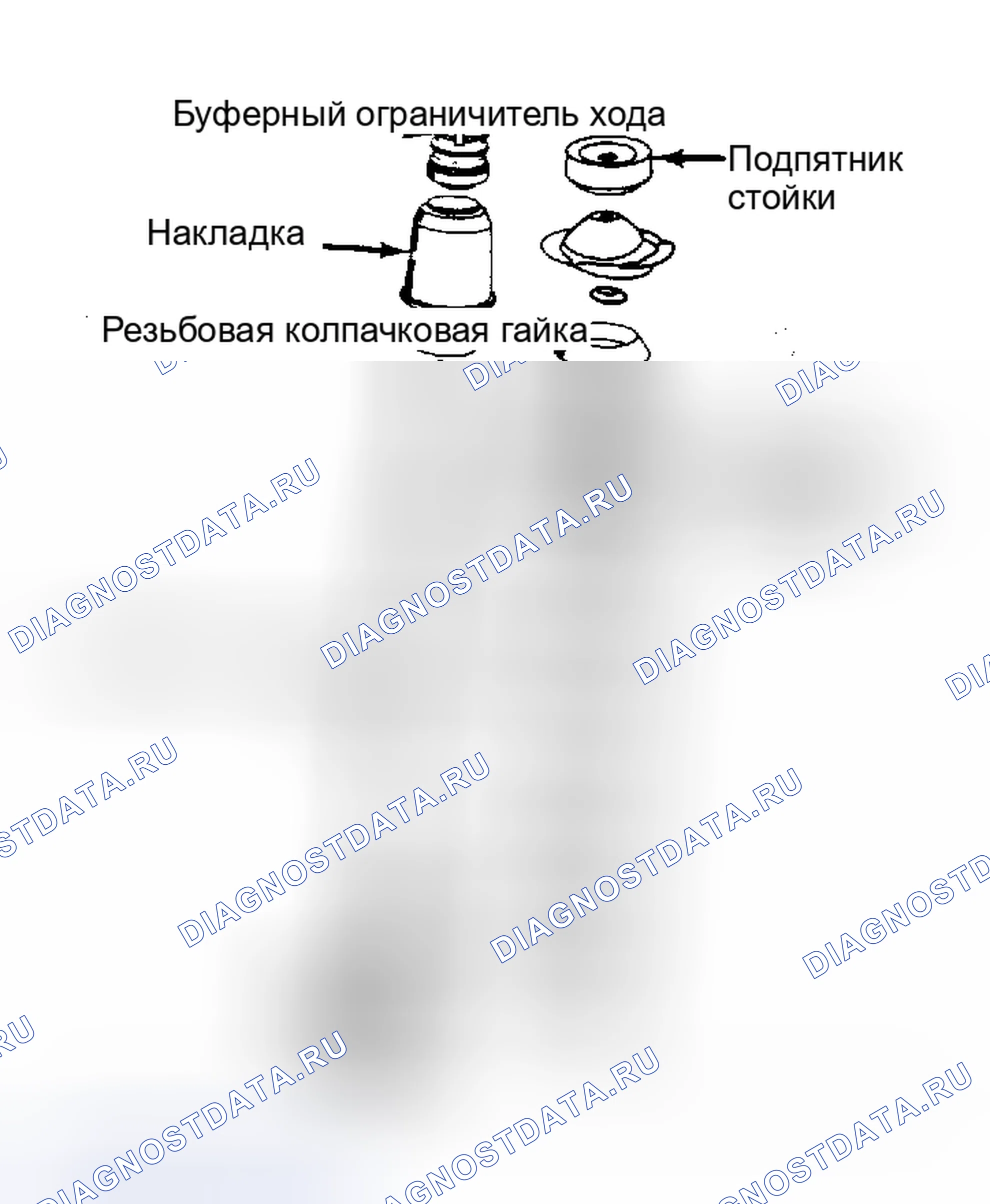Рис. 2: Разнесенный вид 4000S стойка амортизатора сборка Другие модели аналогичны.. Land Rover Range Rover V