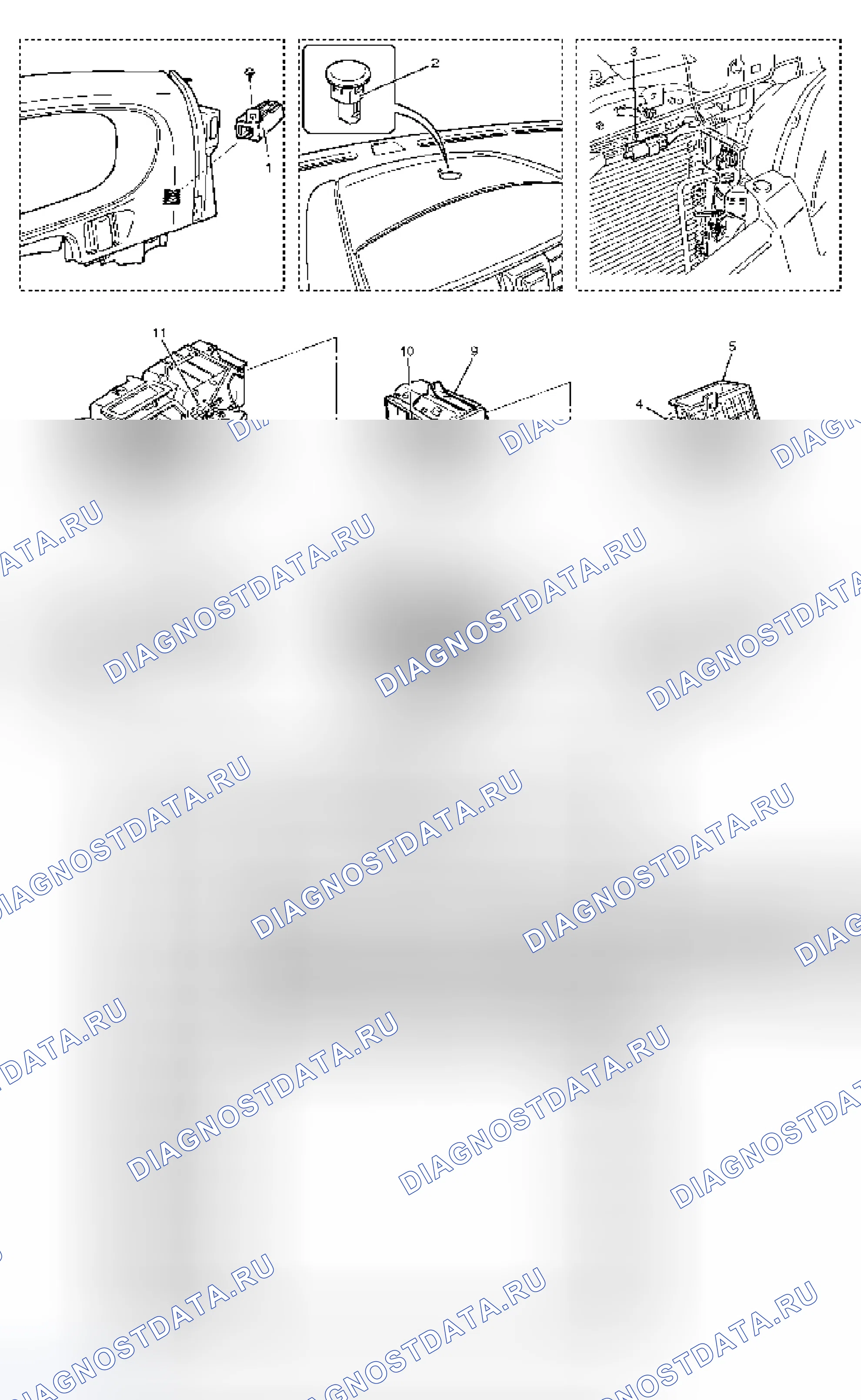 Рис. 4: КОНФИГУРАЦИЯ ДЕТАЛЕЙ АВТОМАТИЧЕСКОГО КОНДИЦИОНЕРА. Isuzu Axiom I