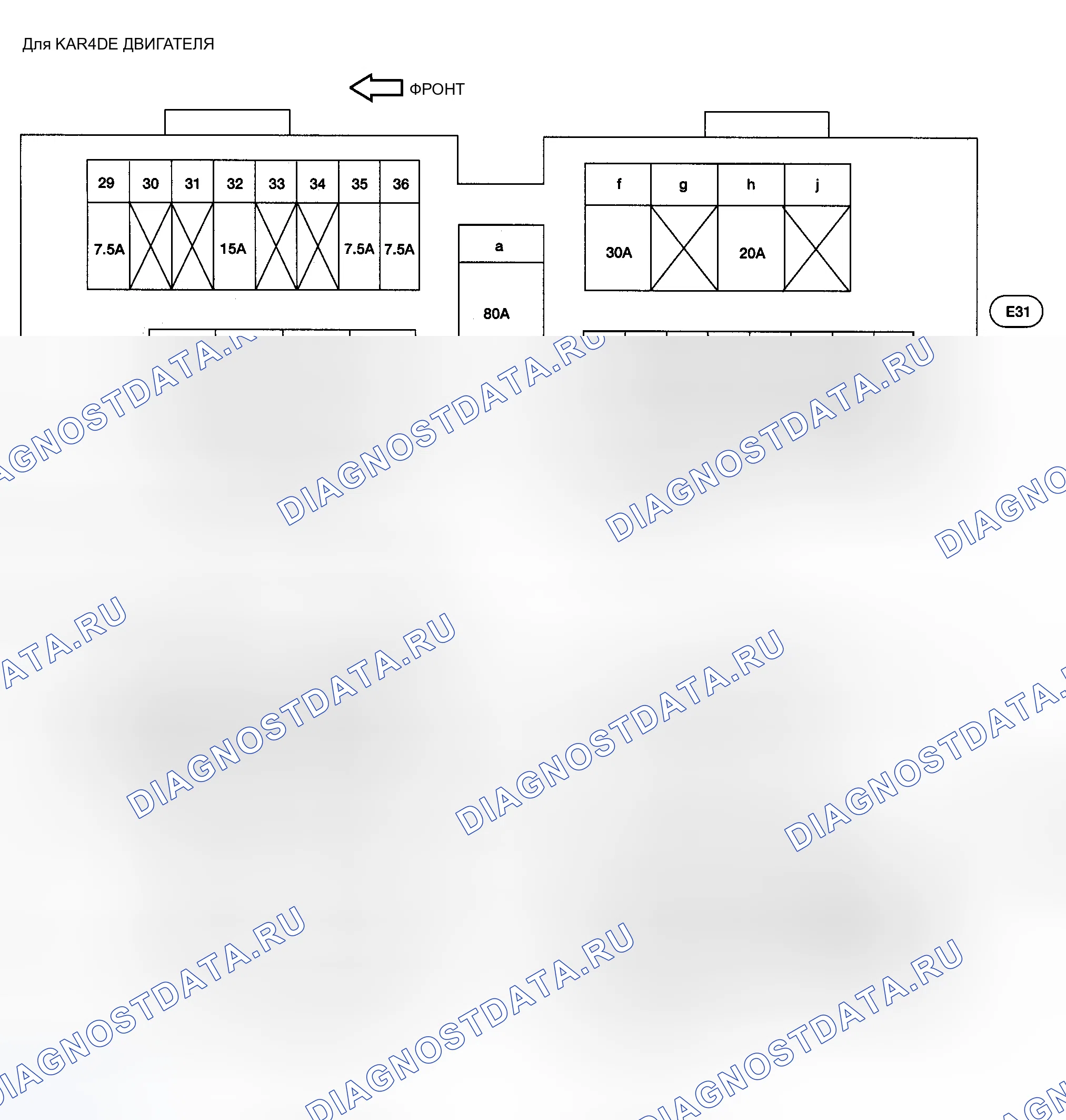 Рис. 2: БЛОК ПЛАВКИХ ВСТАВОК И ПРЕДОХРАНИТЕЛЕЙ. Honda Odyssey (North America) I