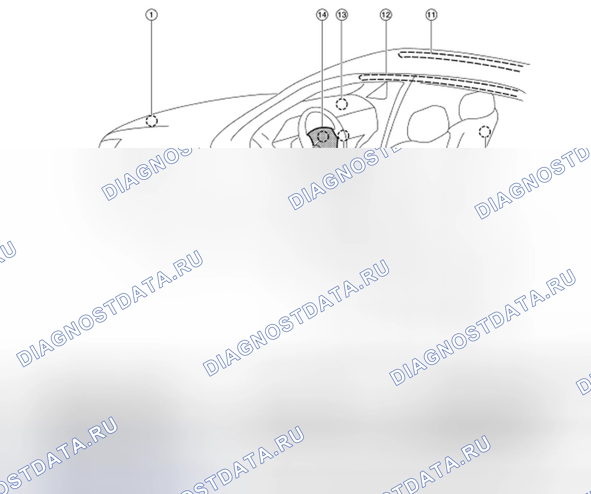 Рис. 48: Расположение компонентов SRS. Honda Passport I