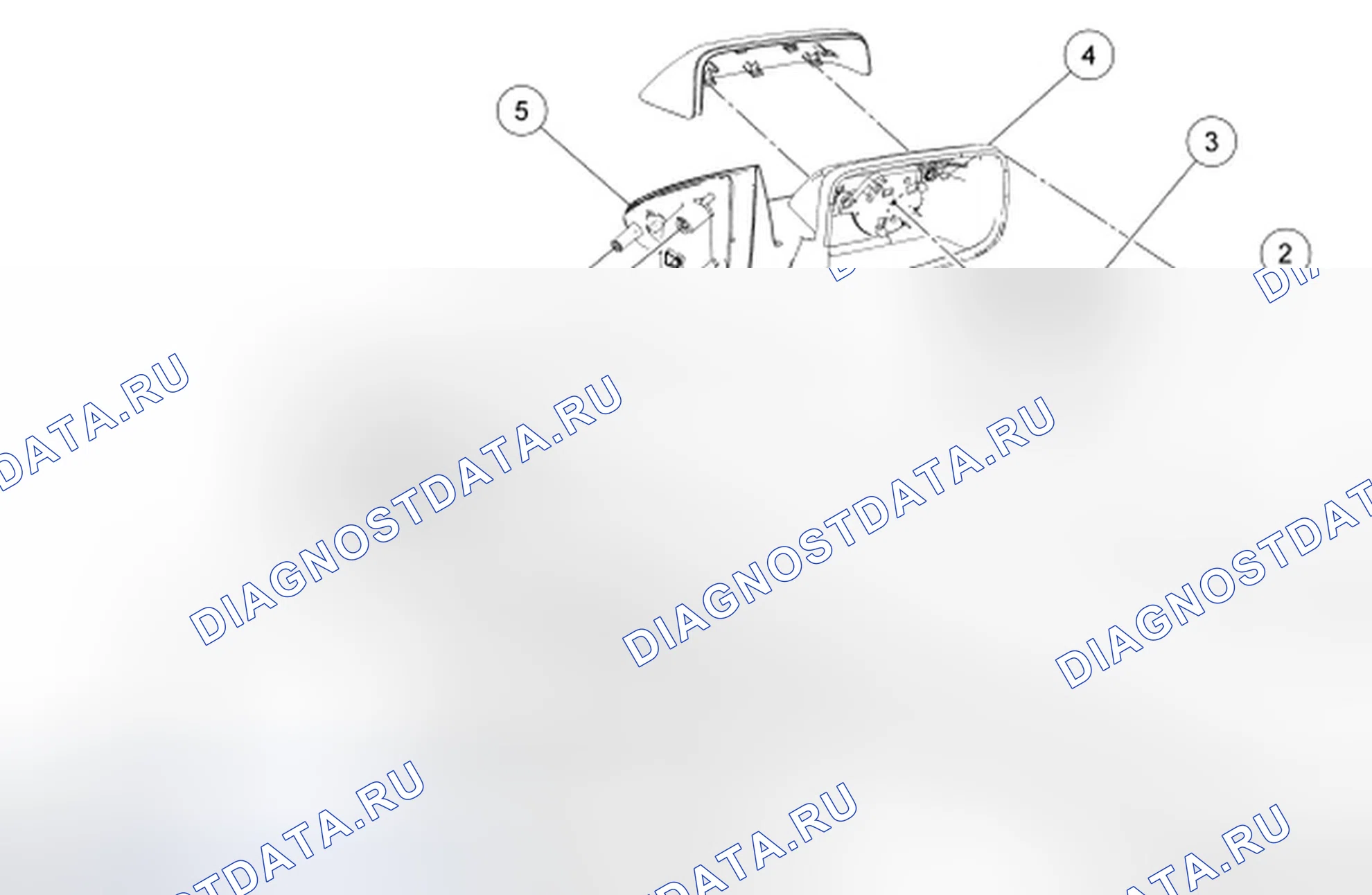 Рис. 21: Наружные зеркала - покомпонентный вид. Ford Focus II рестайлинг