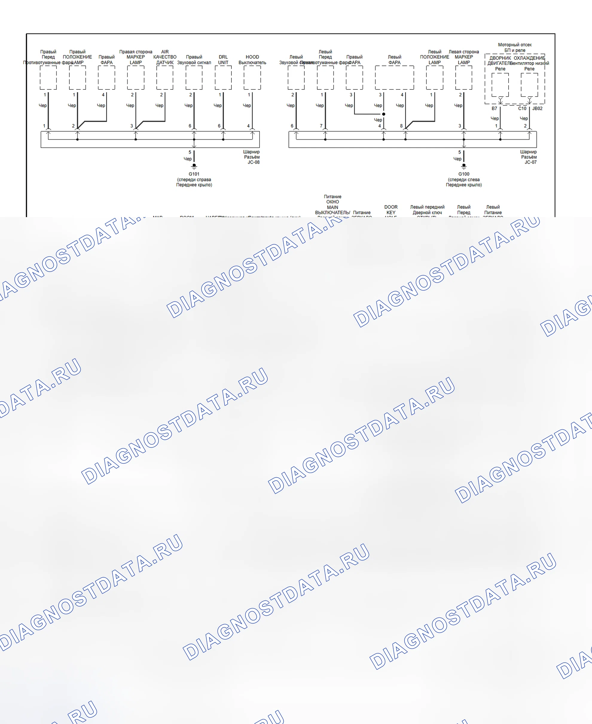 Рис. 1: Схема разводки массы (Optima и Magentis (Канада) - 1 из 3). Kia Magentis I