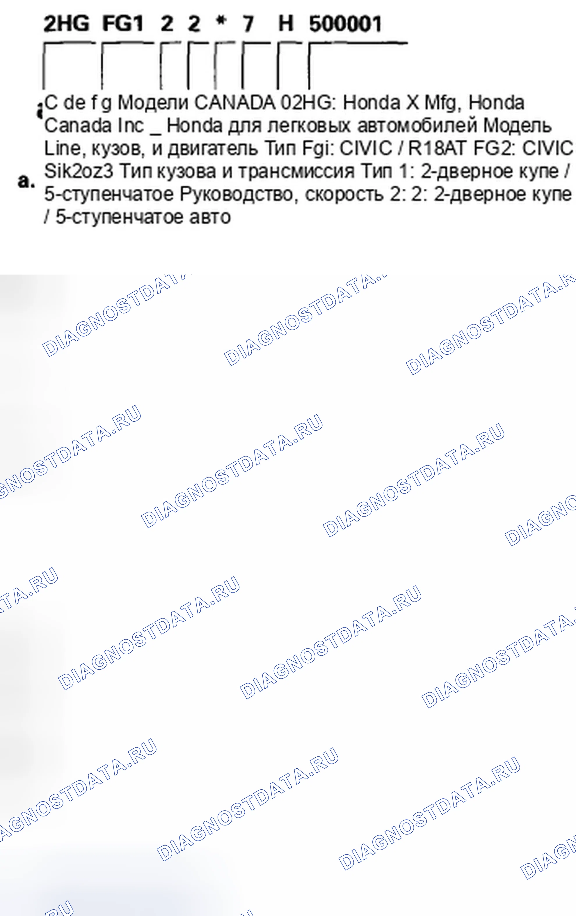 Рис. 25: Идентификационный номер транспортного средства. Honda Civic VIII