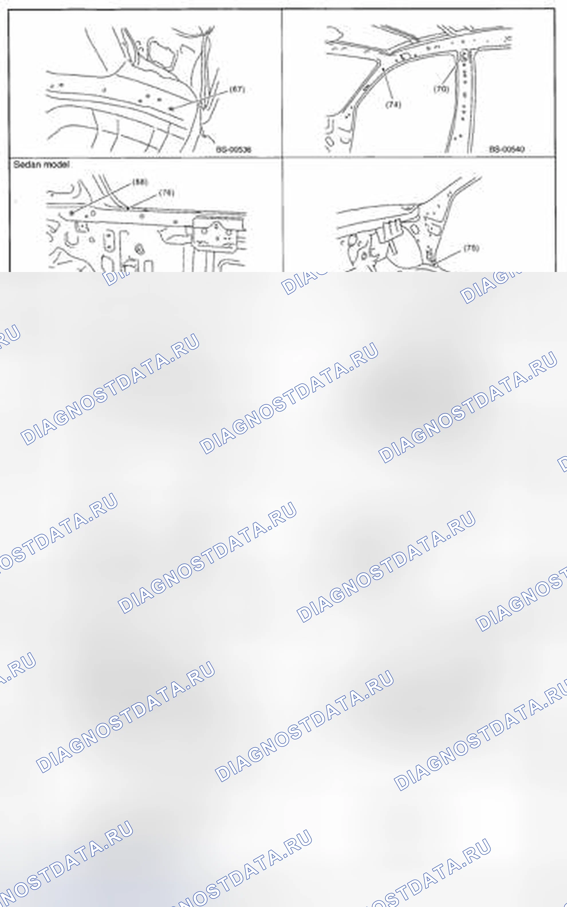 Рис. 47: Определение опорных точек (3 из 3). Subaru Impreza GD/GC/GG рестайлинг 2