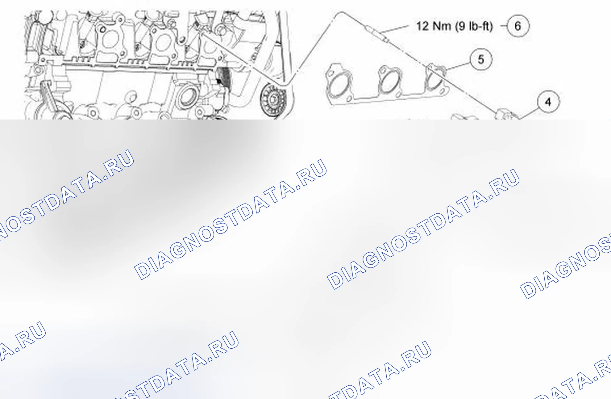 Рис. 348: Выпускной коллектор - правый. Ford Ranger II