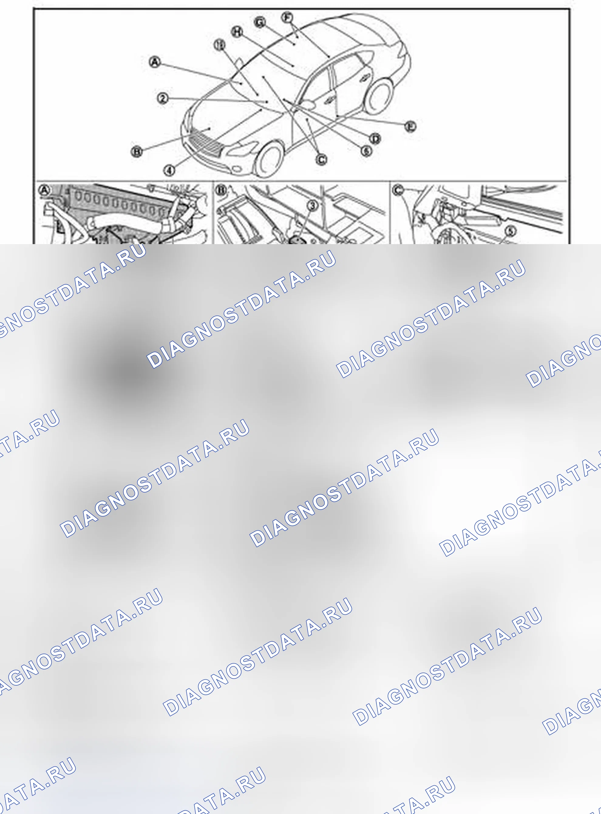 Рис. 38: Расположение компонентов. Infiniti M56 IV