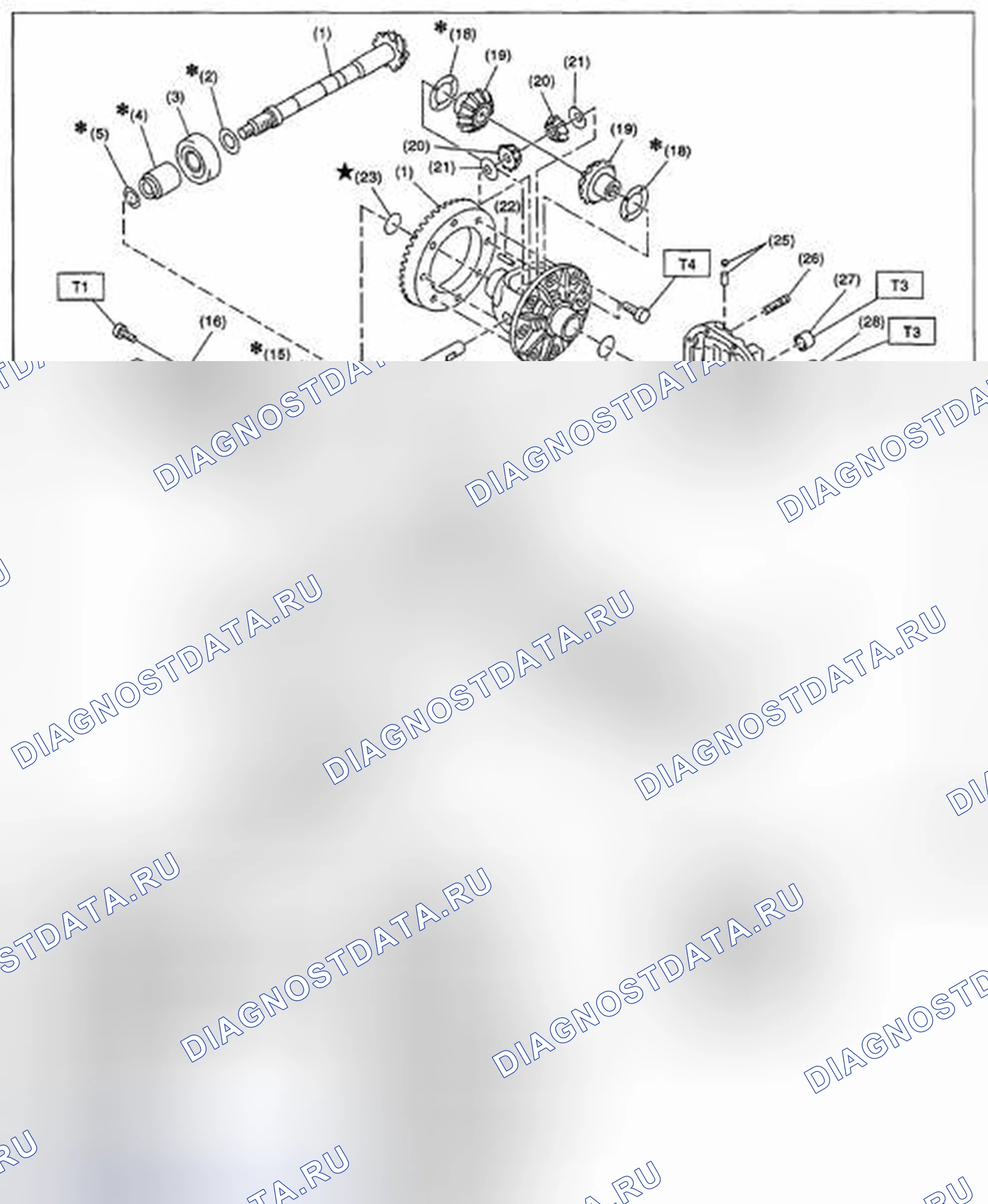 Рис. 162: ЗАДНИЙ ДИФФЕРЕНЦИАЛ (Т-ТИПА). Subaru Impreza GH