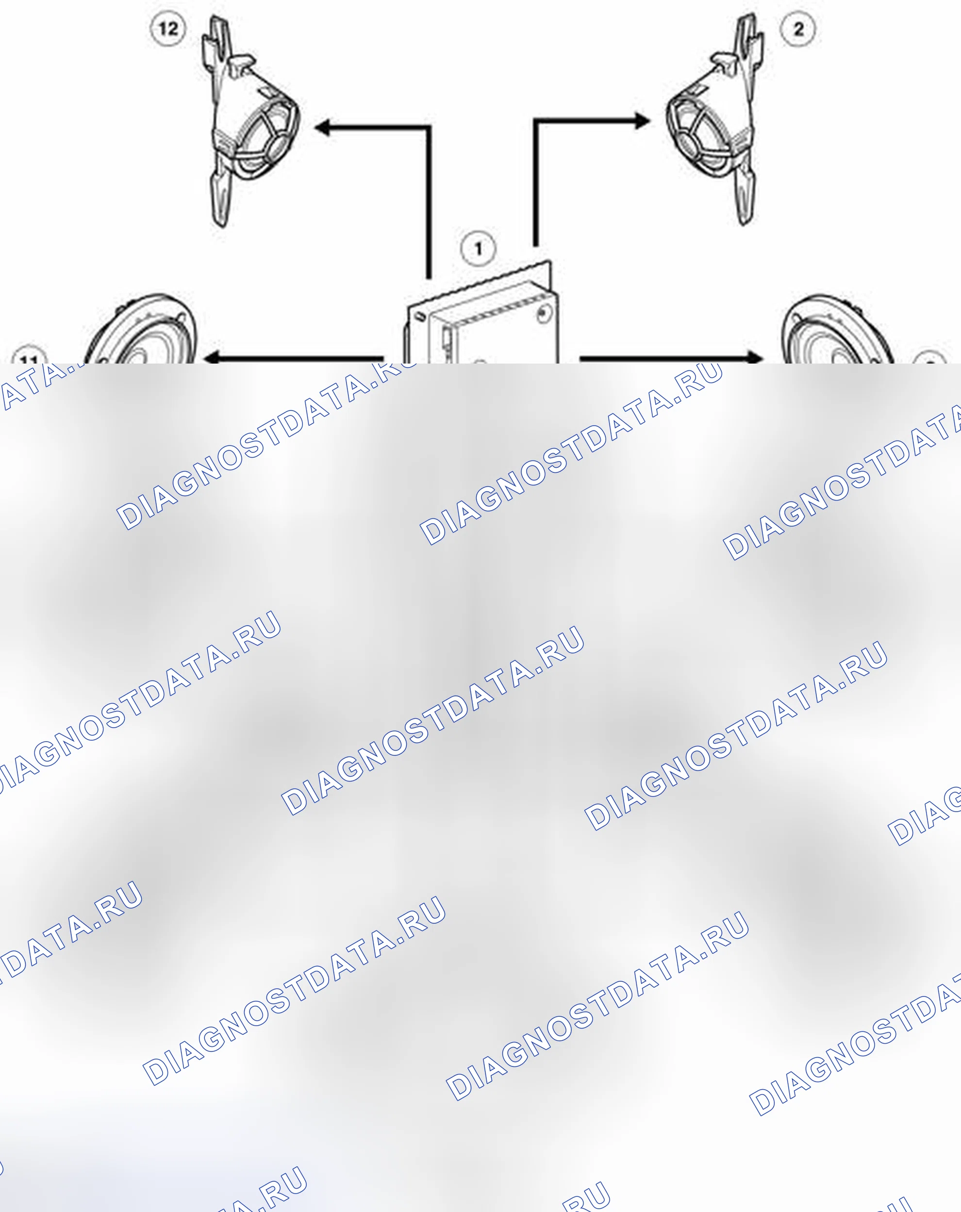 Рис. 24: СИСТЕМА DSP - СХЕМА УПРАВЛЕНИЯ ДИНАМИКОМ. Land Rover Range Rover L322