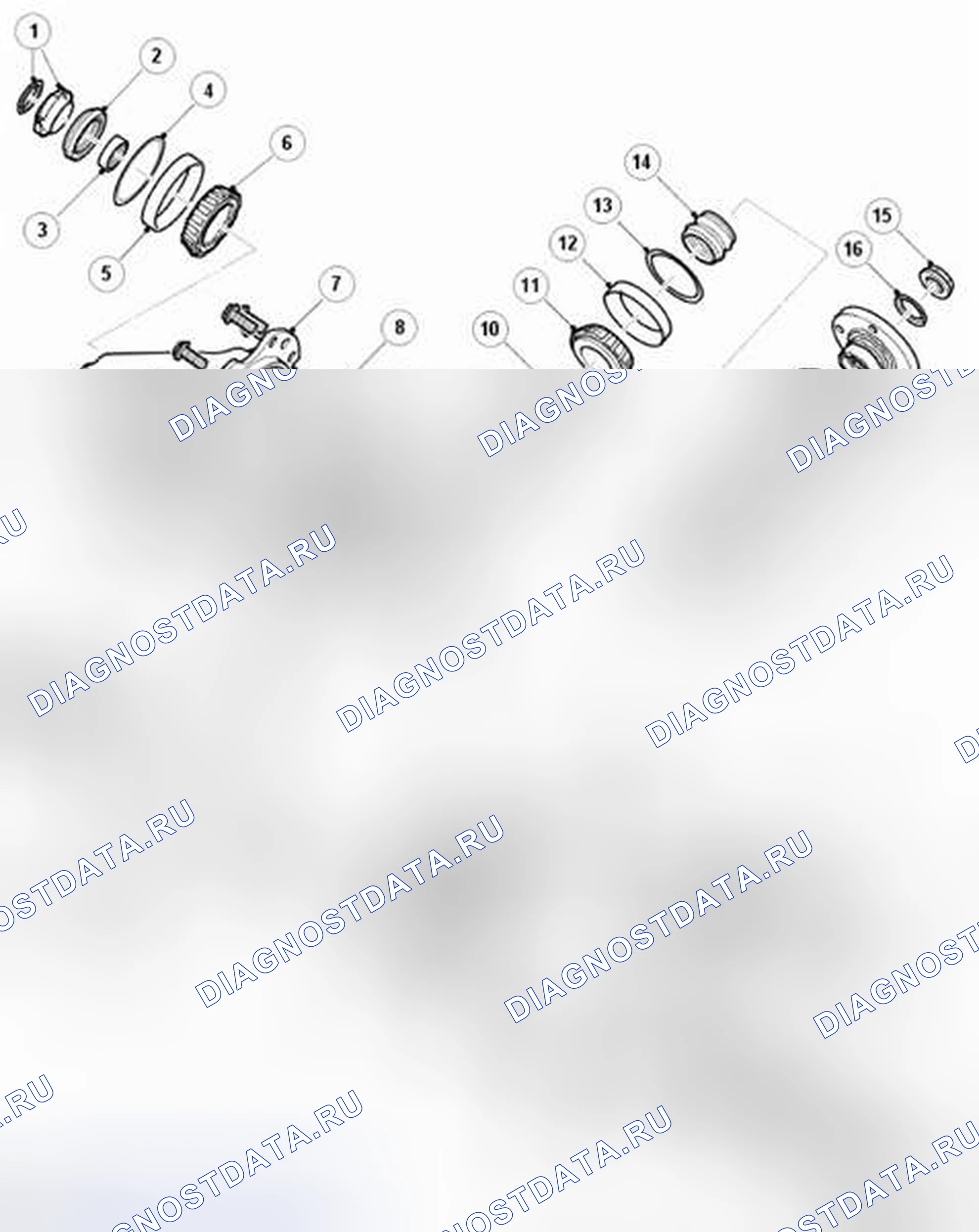 Рис. 17: Открытый задний дифференциал - разнесенный вид. Land Rover Range Rover Sport L320