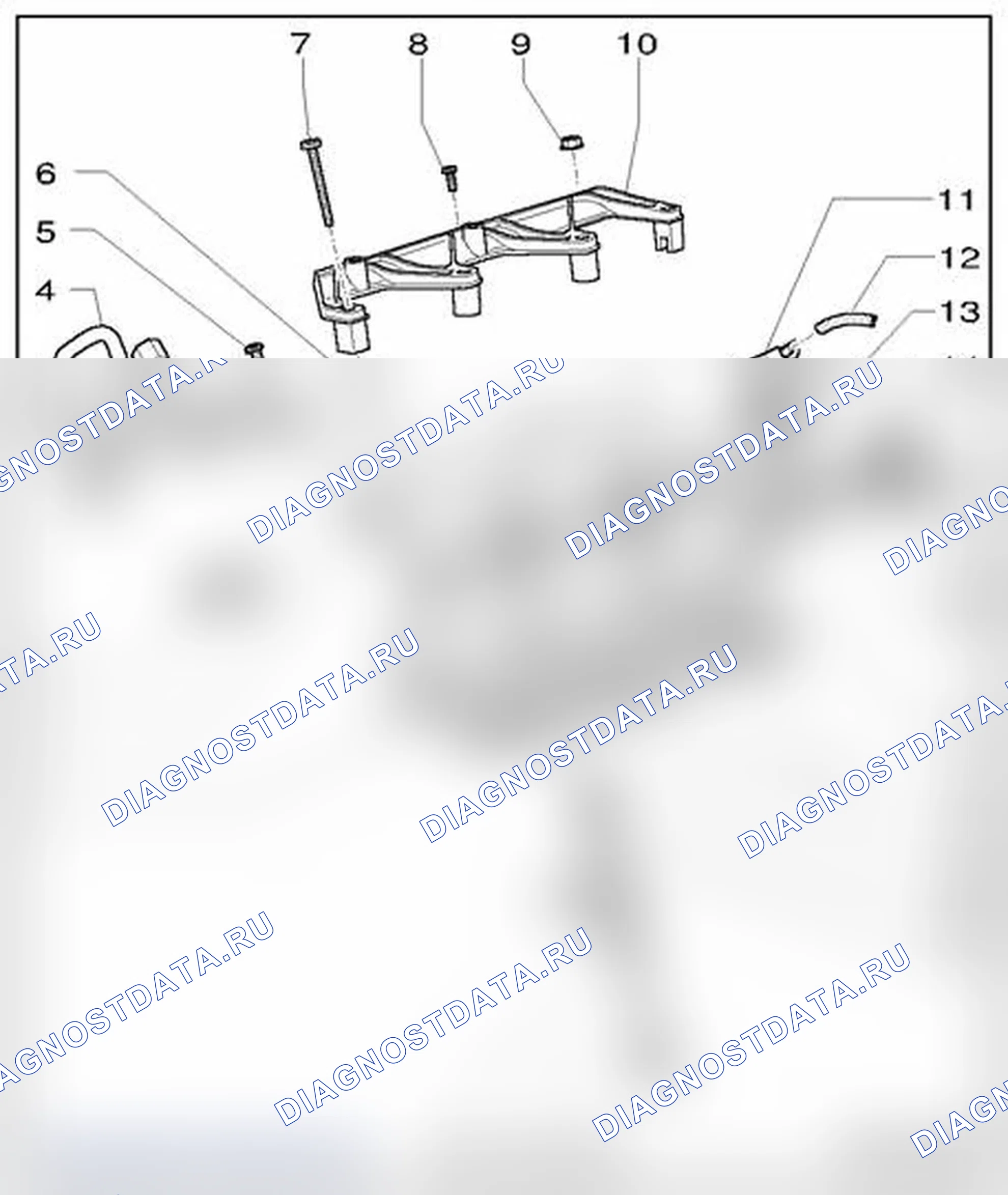 Рис. 936: Нижняя часть впускного коллектора, обзор компонентов. Audi A4 B7