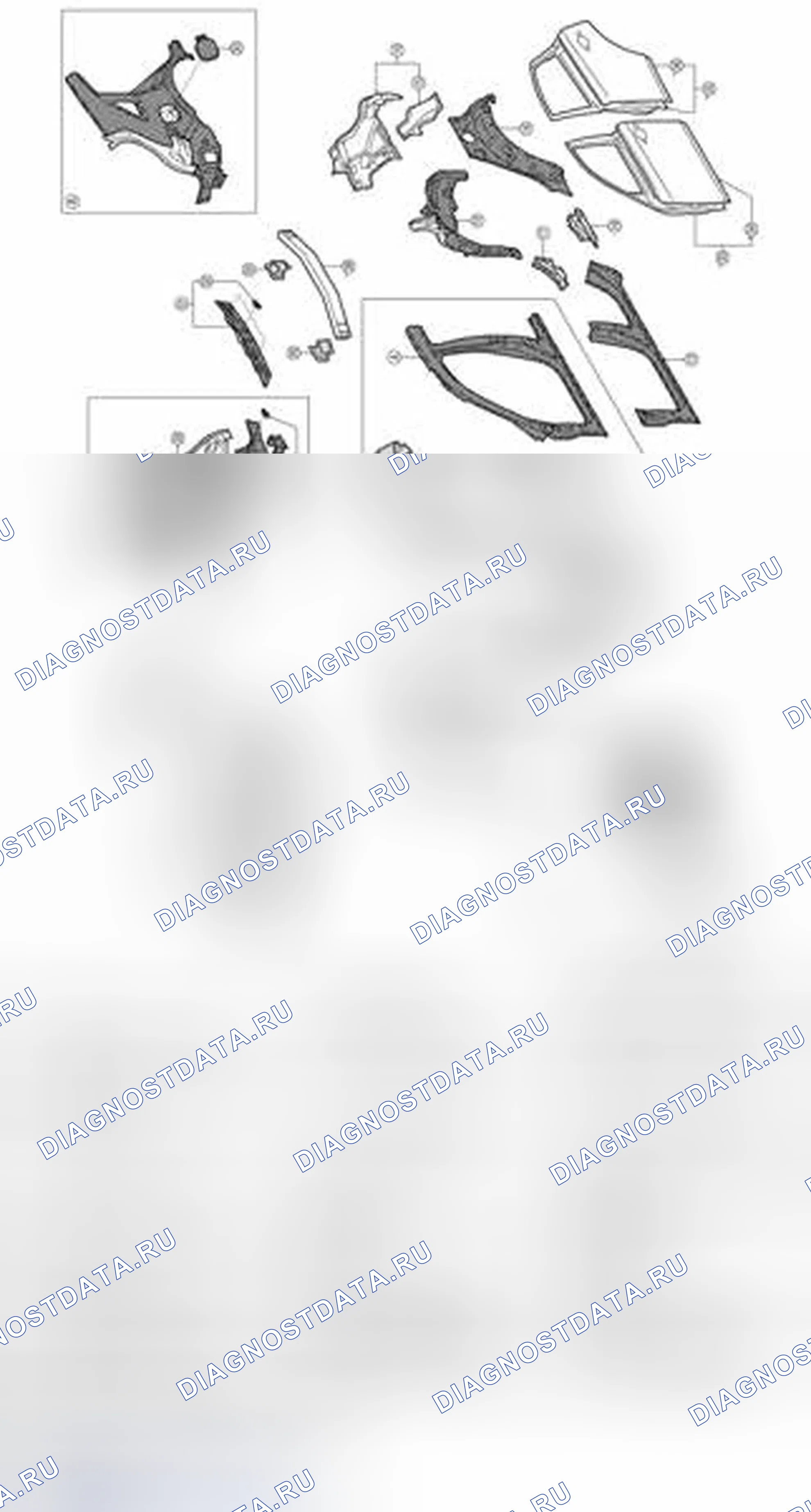 Рис. 231: Составные части кузова. Infiniti FX35 II