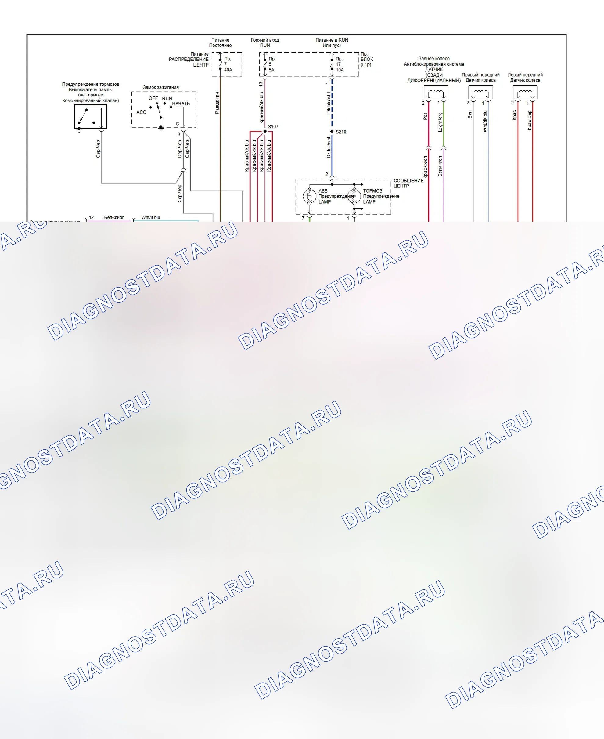 Рис. 20: Схема электропроводки Kelsey-Hayes EBC-5h ABS (Ram Van / Wagon - 1997). Dodge Dakota WS 