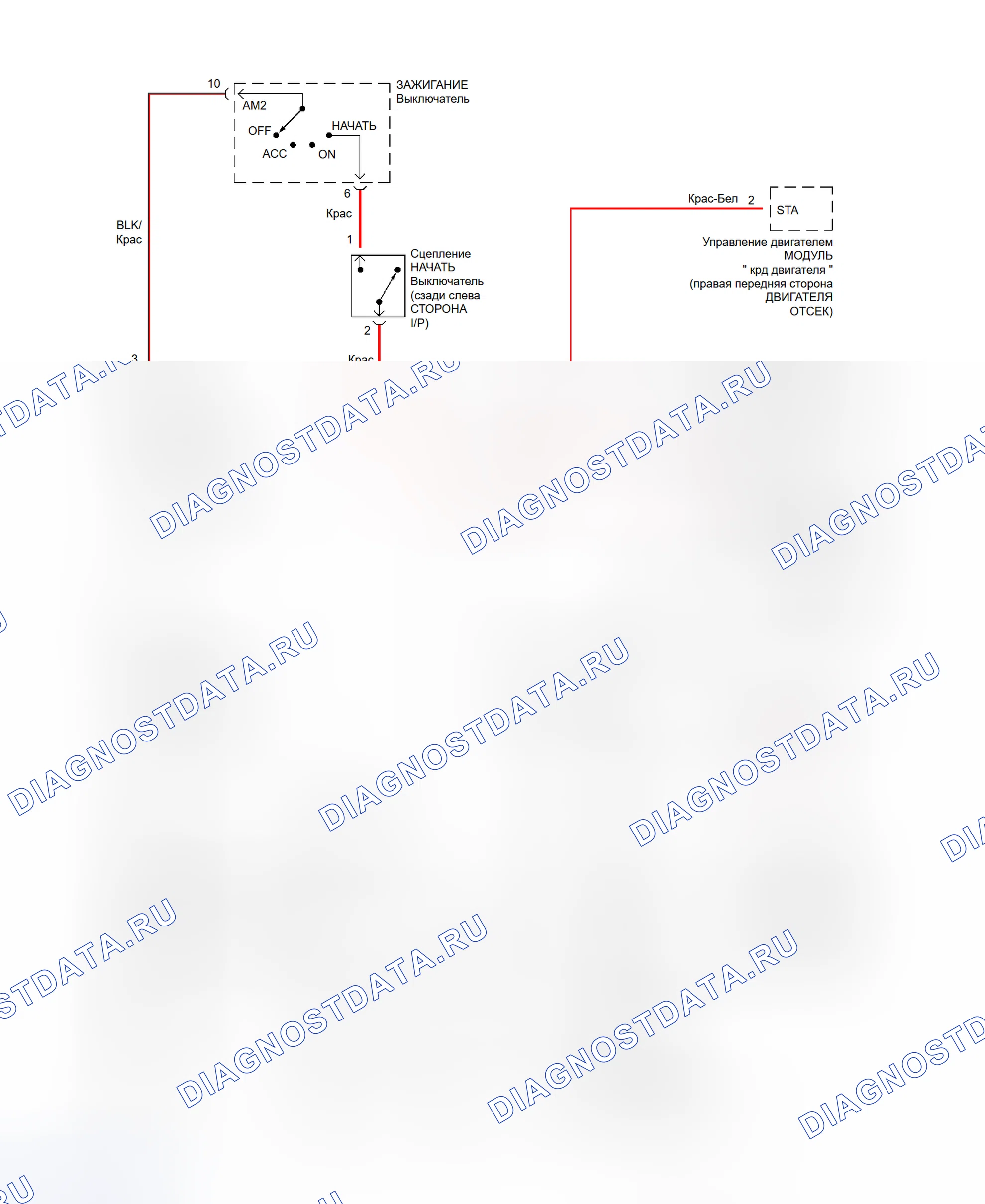 Рис. 4: электросхема системы запуска (2,2 л M / T - W / Option Group). Toyota MR2 W20