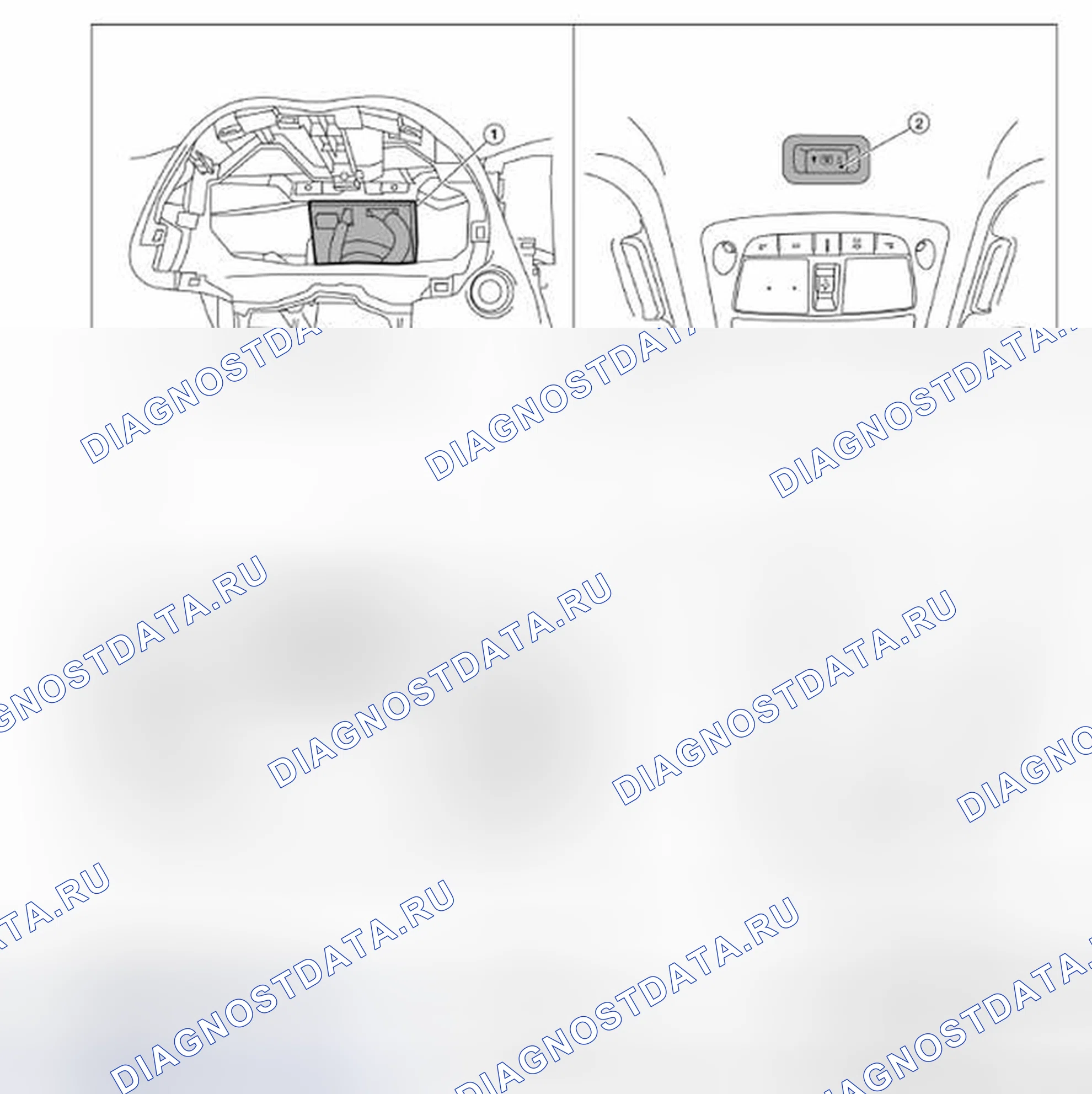 Рис. 99: SUNSHADE: Расположение компонентов. Nissan Pathfinder IV рестайлинг