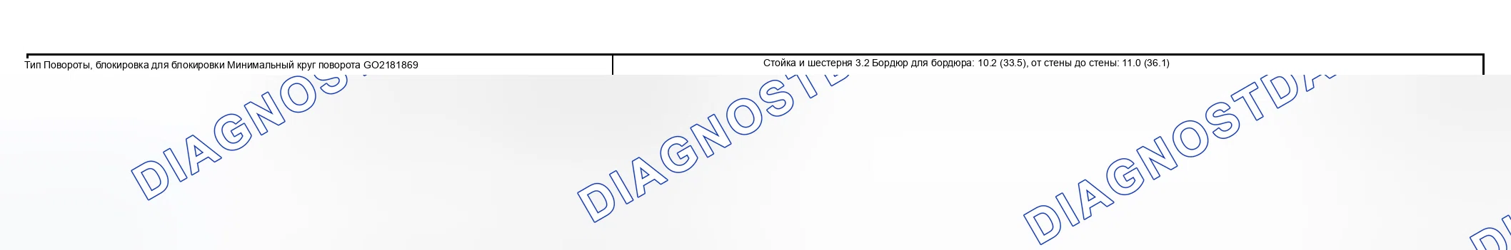 Рис. 13: Таблица характеристик рулевого управления. Subaru Impreza GD/GC/GG