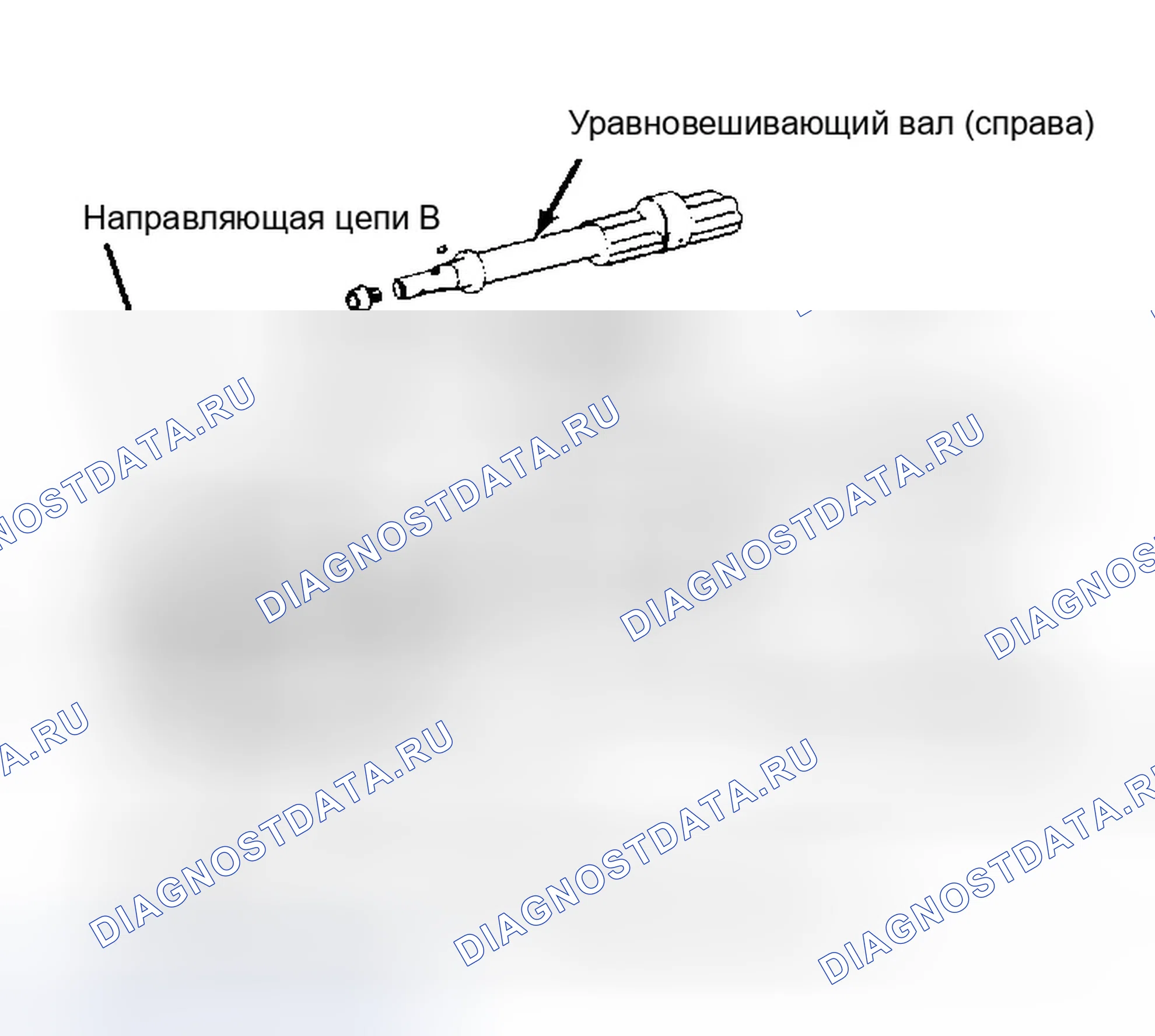 Рис. 19: Разнесенный вид уравновешивающих валов и приводной цепи. Dodge Ram I
